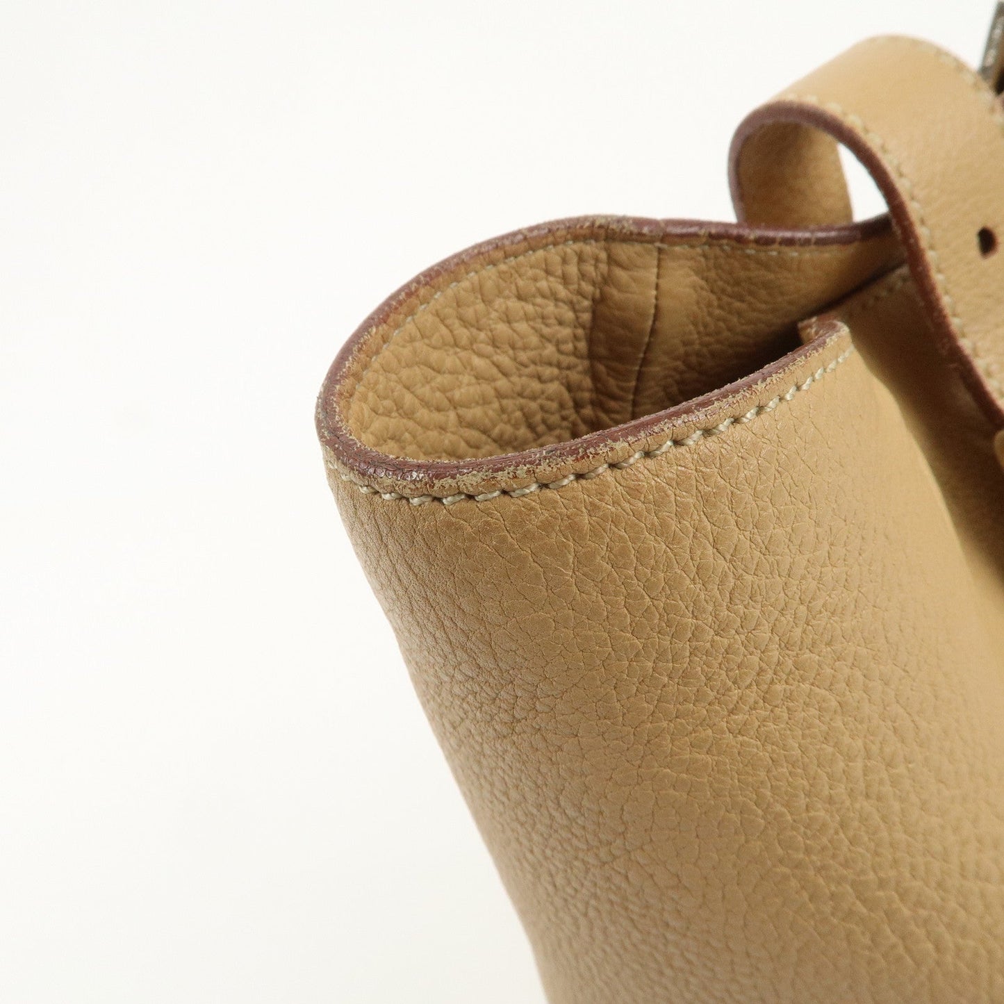 Prada Triangle Logo Leather Shoulder Bag Hand Bag Beige【Pre-order】