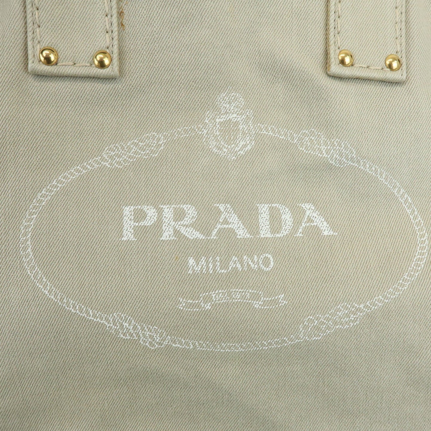 Prada Triangle Logo Denim Tote Bag Shoulder Bag Light Beige BN2091【Pre-order】