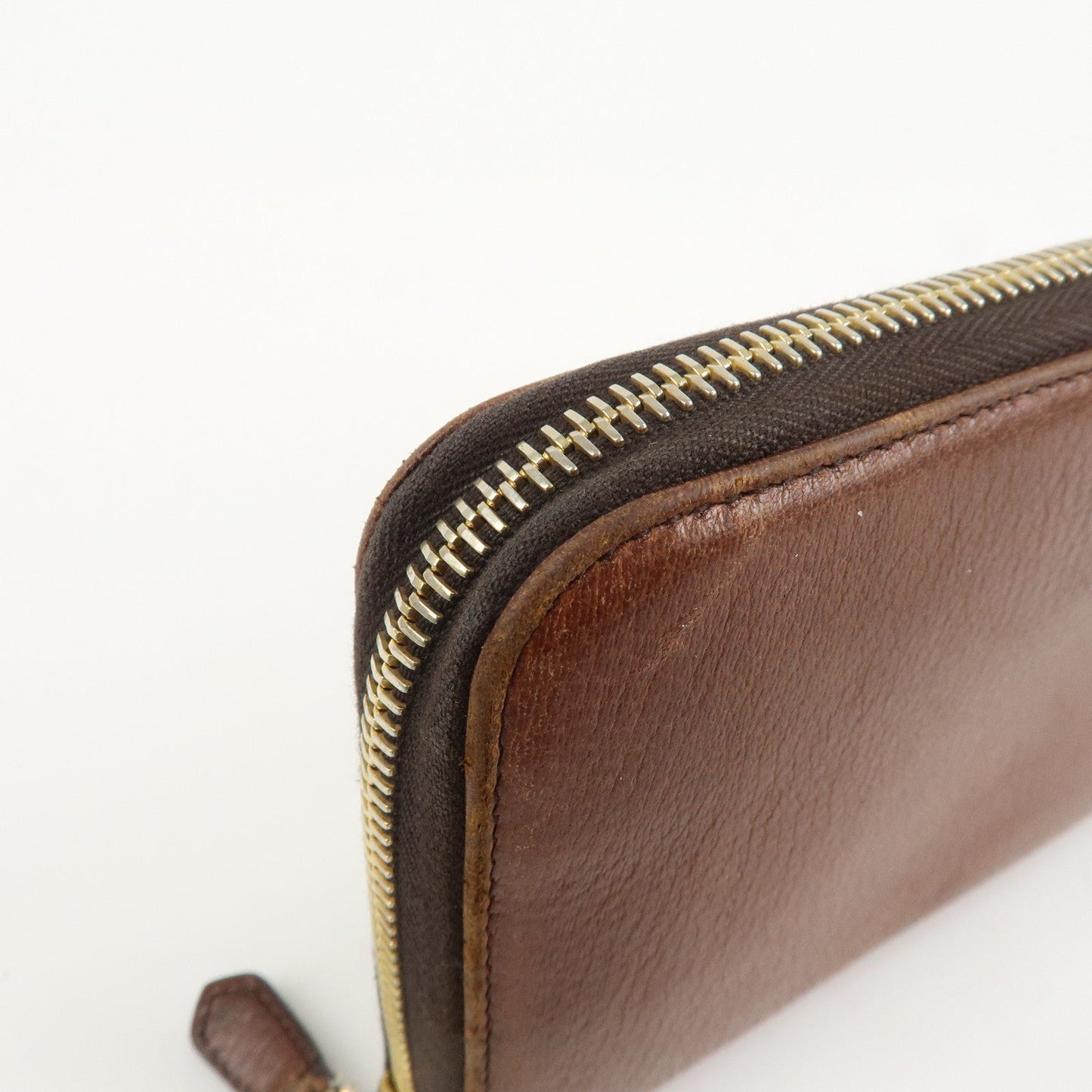 Prada Saffiano Leather Round Zippy Long Wallet Brown 1M0506 Used【Pre-order】