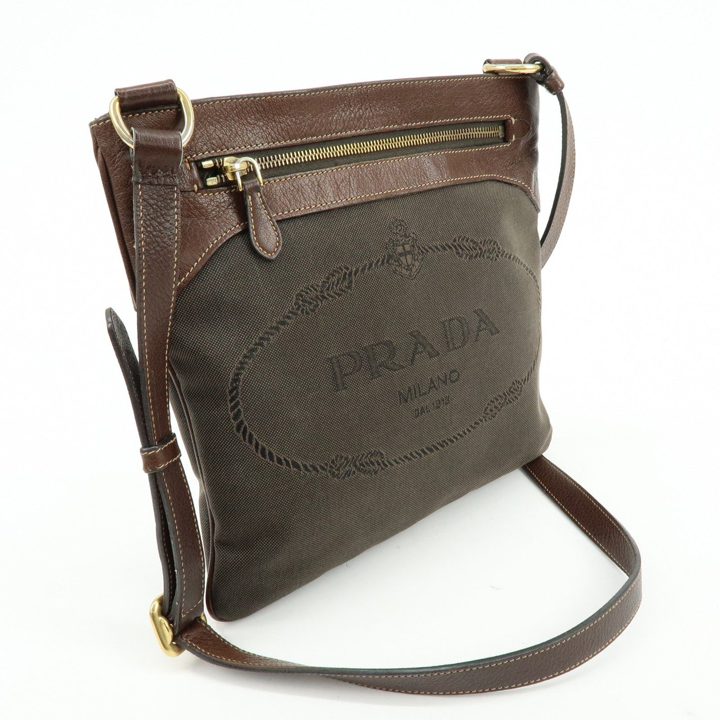 Prada Logo Jacquard Leather Shoulder Bag Crossbody Bag Brown【Pre-order】