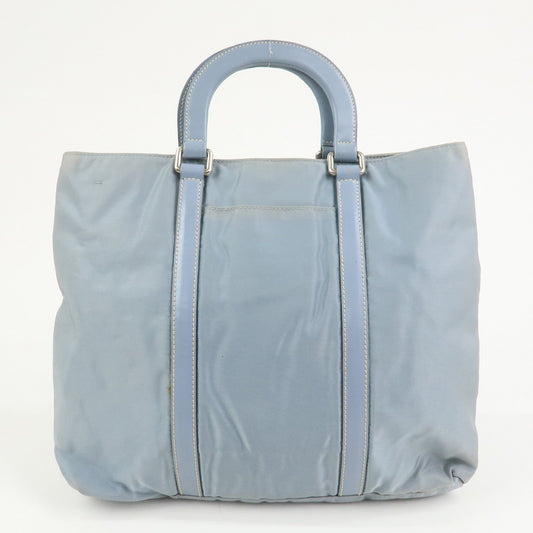 Prada Triangle Logo Nylon Leather Hand Bag Light Blue【Pre-order】