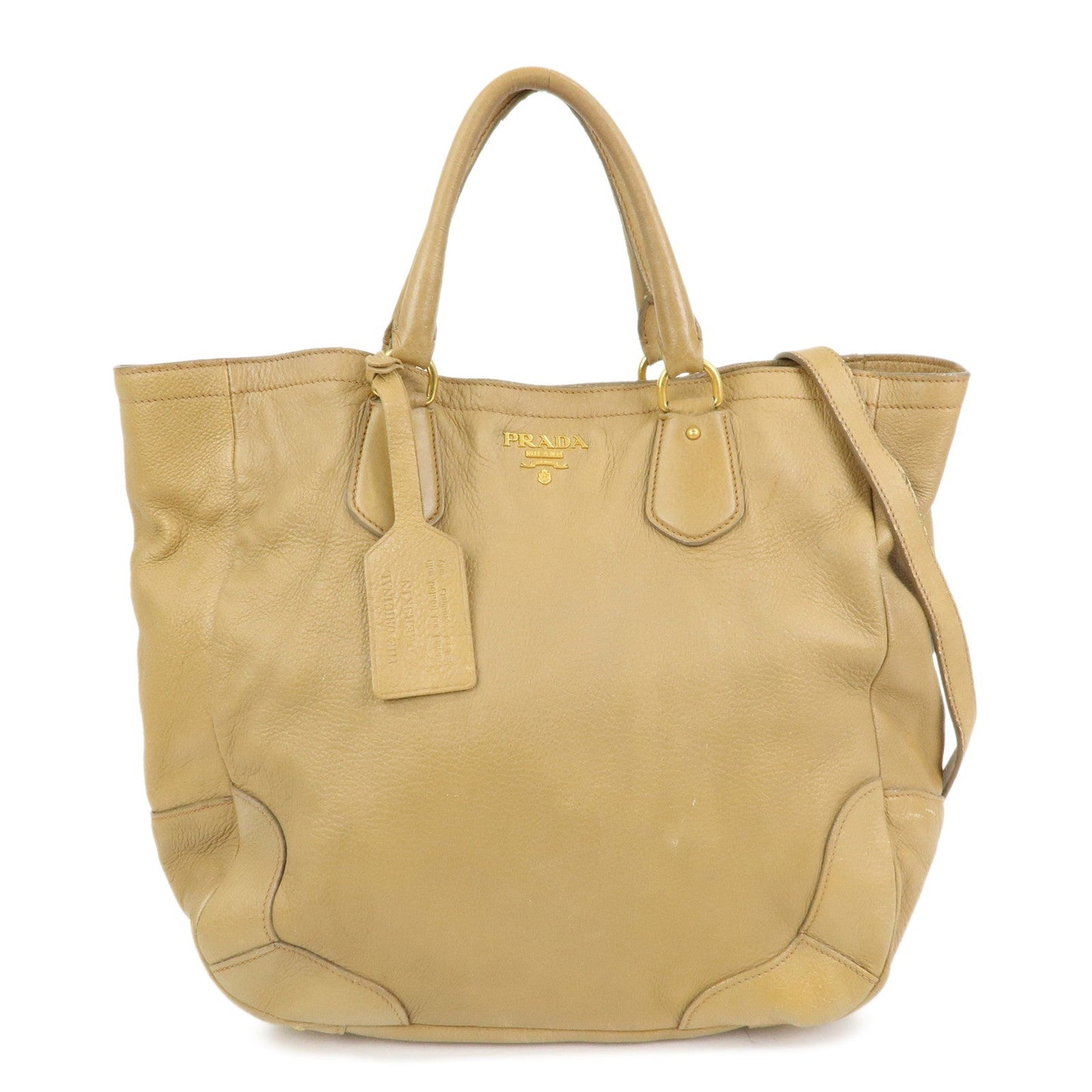 Prada Calf Leather 2Way Bag Hand Bag Shoulder Bag Beige【Pre-order】