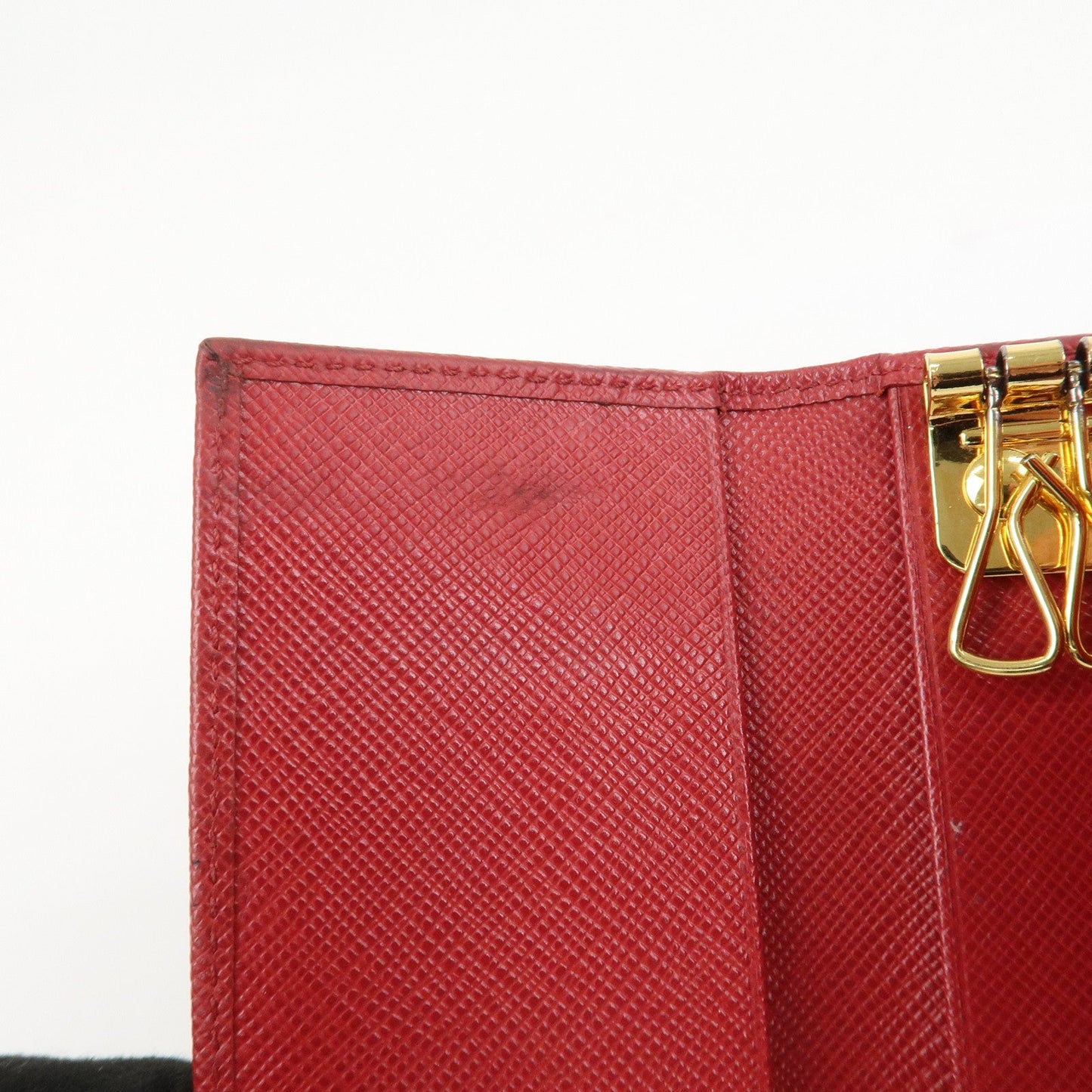 Prada Logo Saffiano Leather Ribbon 6 Rings Key Case Red 1PG222【Pre-order】