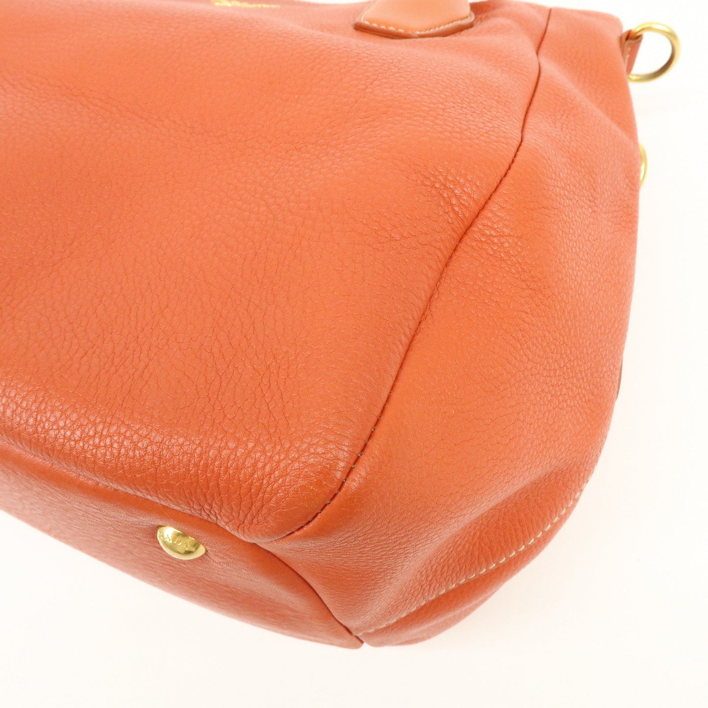 Prada Logo Leather 2Way Bag Hand Bag Shoulder Bag Orange【Pre-order】