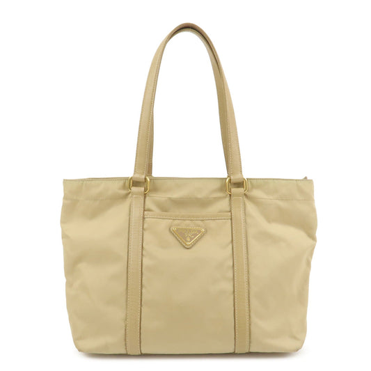 Prada Triangle Logo Nylon Saffiano Leather Tote Bag Beige BR2311【Pre-order】