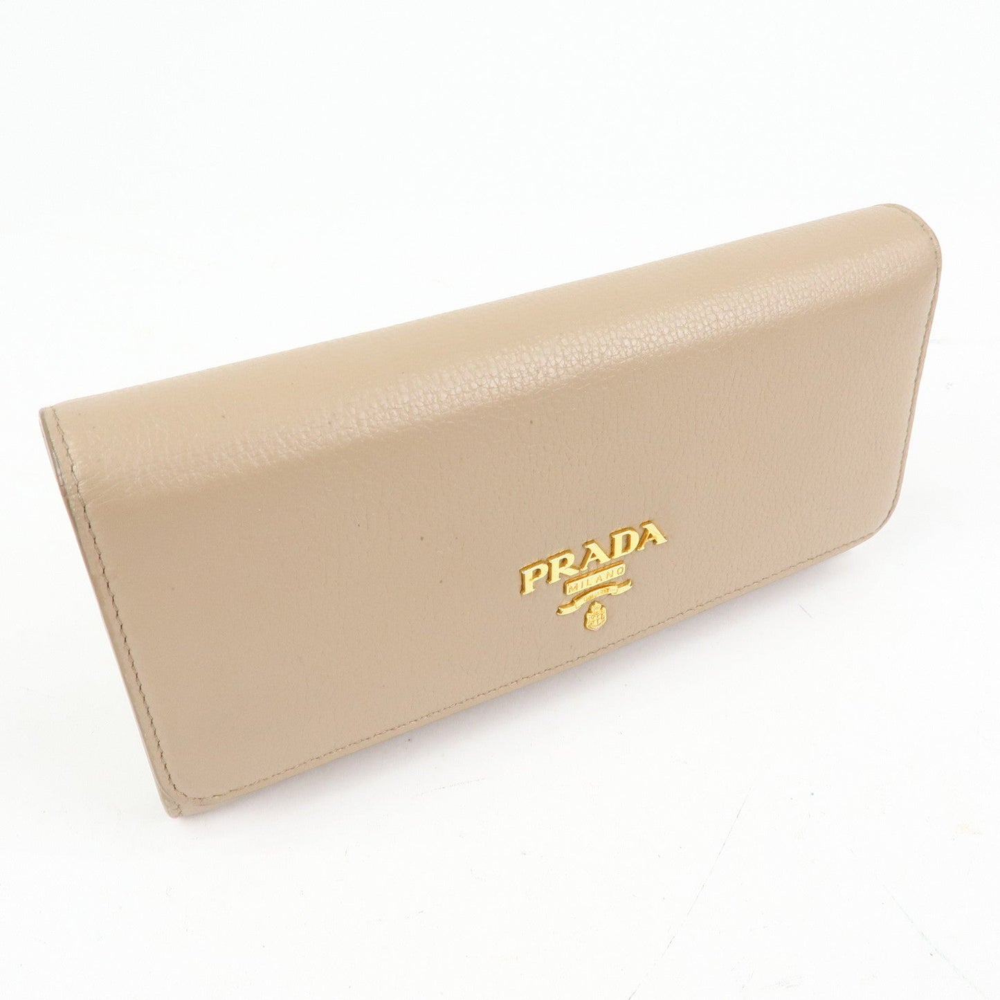 Prada Saffiano Leather Flap Bi-Fold Long Wallet Pink Beige 1MH132【Pre-order】