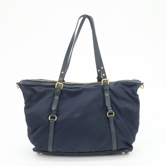 Prada Nylon Saffiano Leather Shoulder Bag Tote Bag Navy【Pre-order】