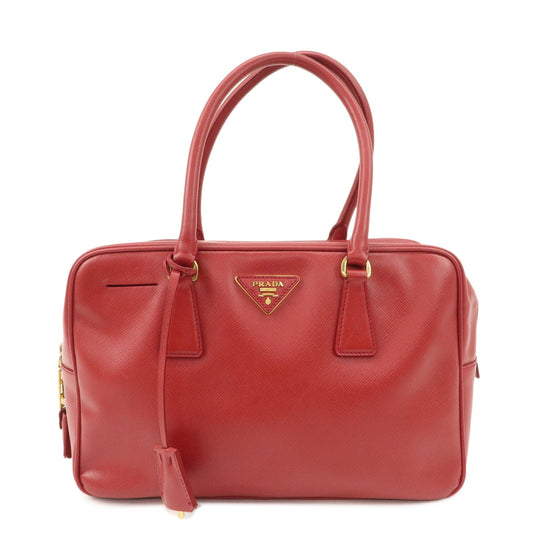 Prada Triangle Logo Saffiano Leather Boston Bag Hand Bag Red BL0095 Used【Pre-order】