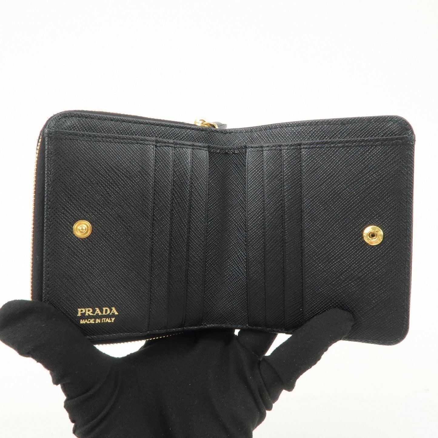 Prada Logo Saffiano Leather Round Zippy Wallet Black 1MM268【Pre-order】