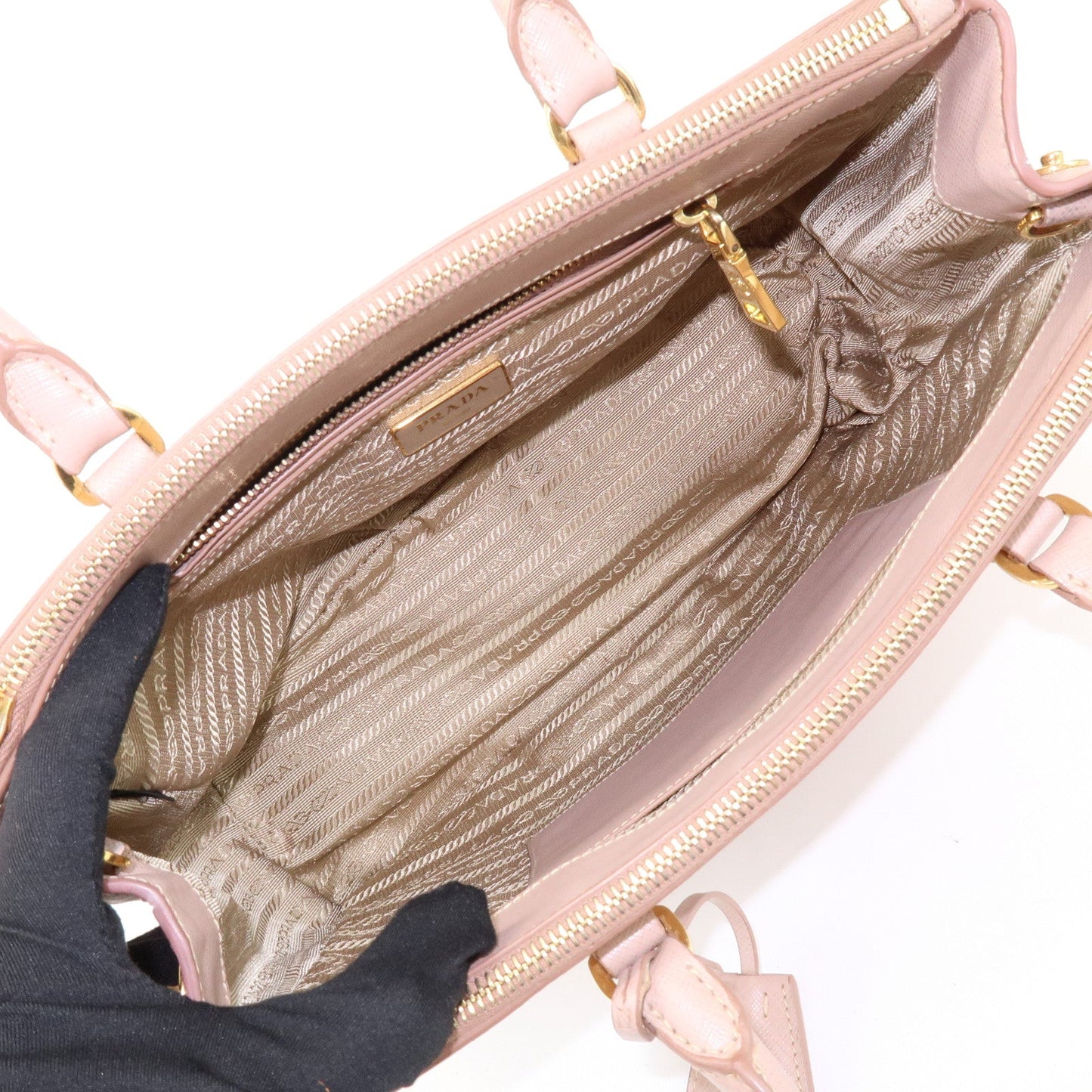 Prada Traingle Logo Galleria 2Way Bag Hand Bag Pink Beige1BA863【Pre-order】