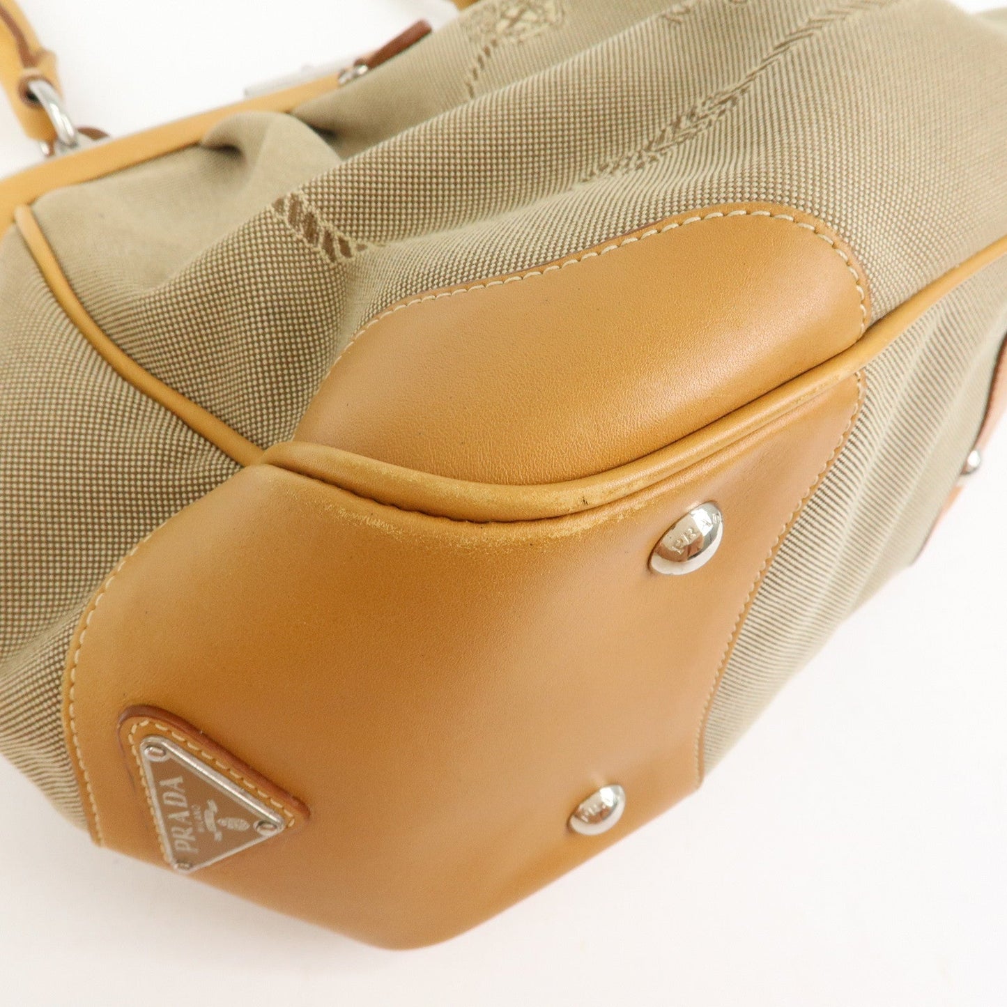 Prada Logo Jacquard Leather Shoulder Bag Light Brown BR3481【Pre-order】