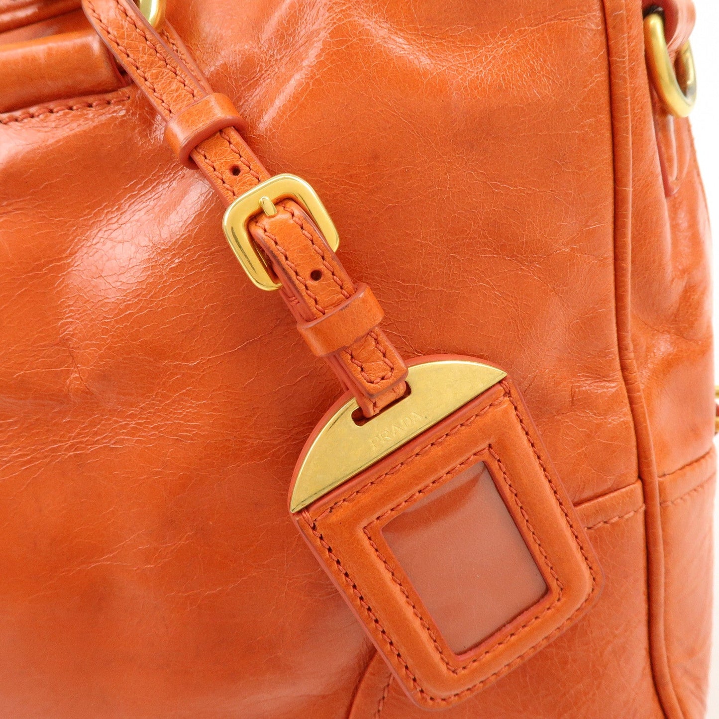 Prada Logo Leather Boston Bag Hand Bag Shoulder Bag Orange BL0821【Pre-order】