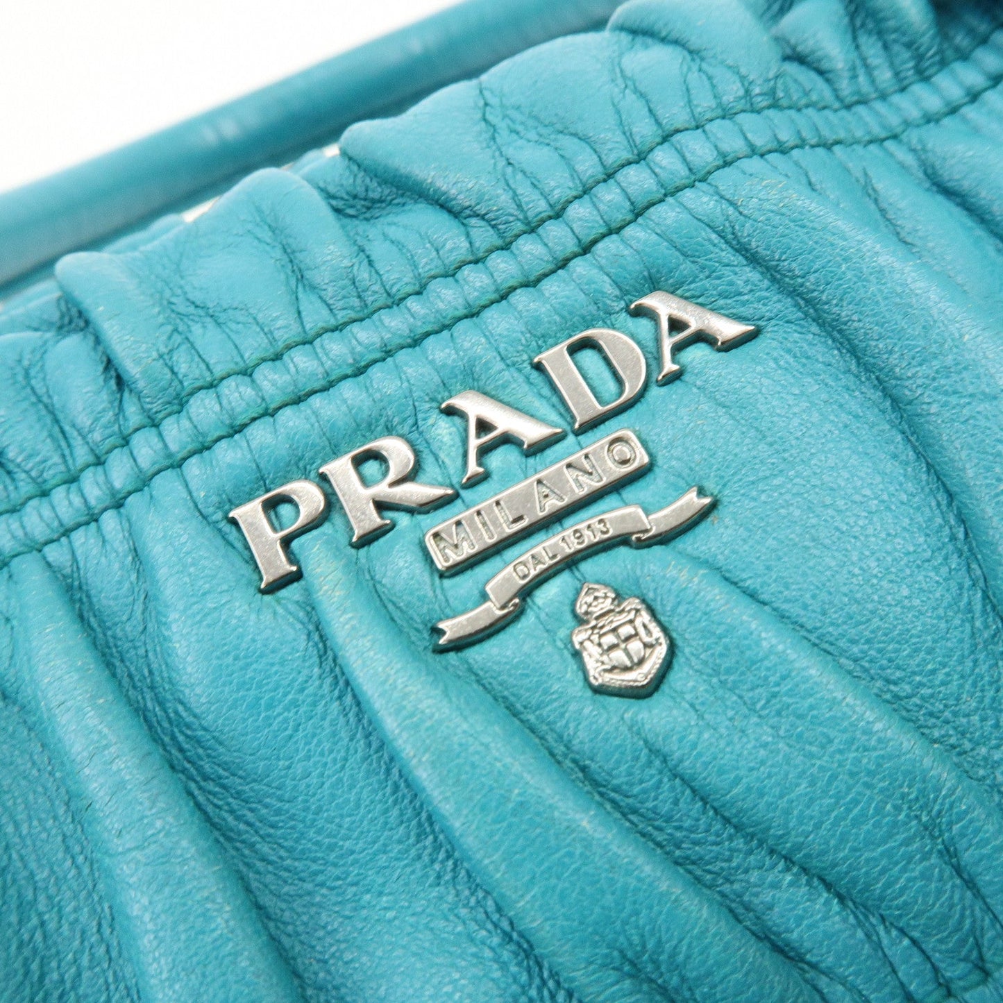 Prada Leather 2Way Bag Hand Bag Shoulder Bag Turquoise Blue【Pre-order】