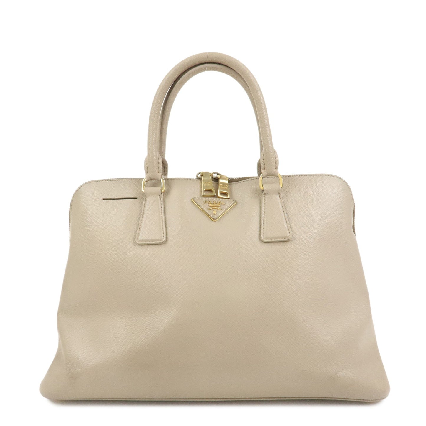 Prada Triangle Logo Saffiano Leather Hand Bag Greige BL0812【Pre-order】