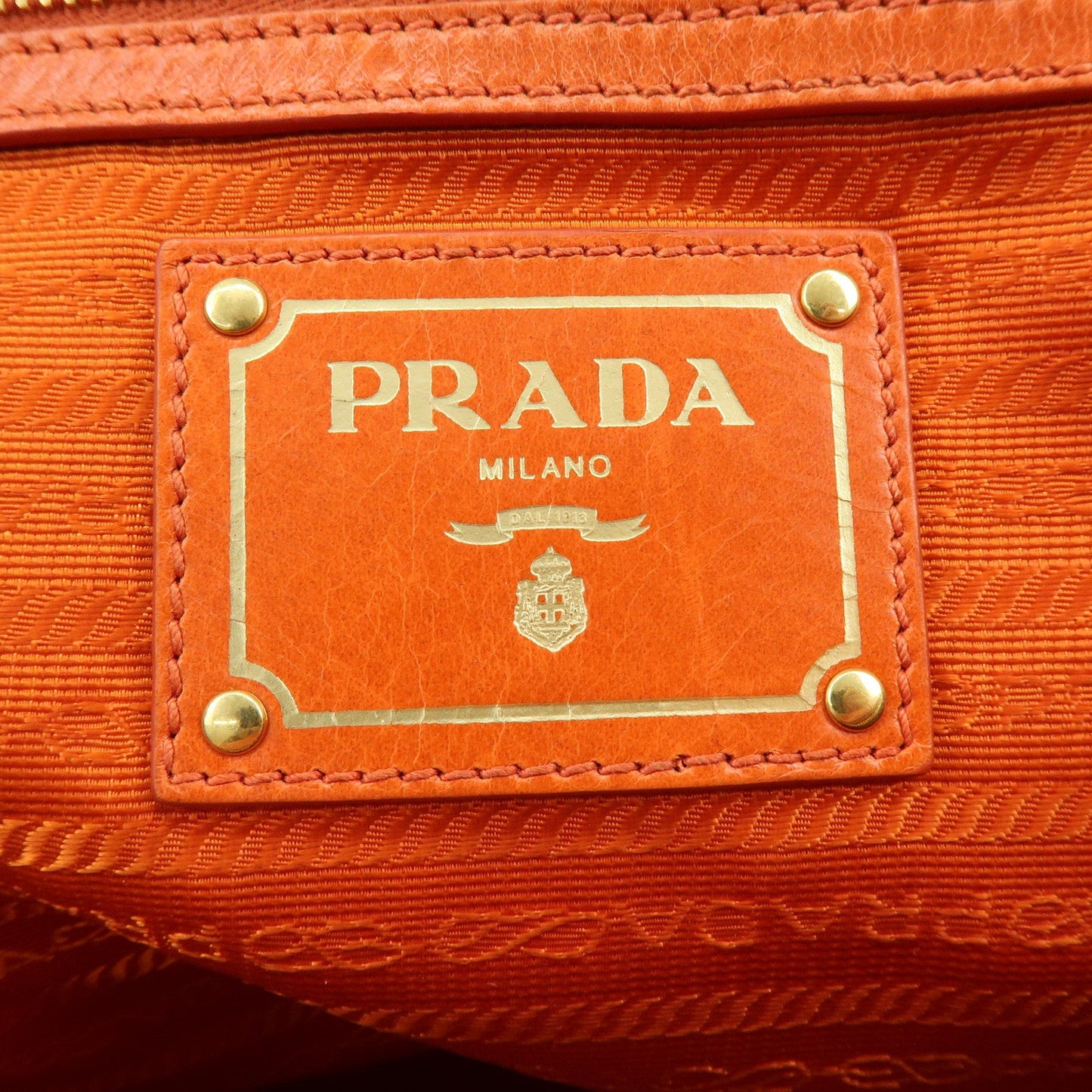 Prada Logo Leather Boston Bag Hand Bag Shoulder Bag Orange BL0821【Pre-order】