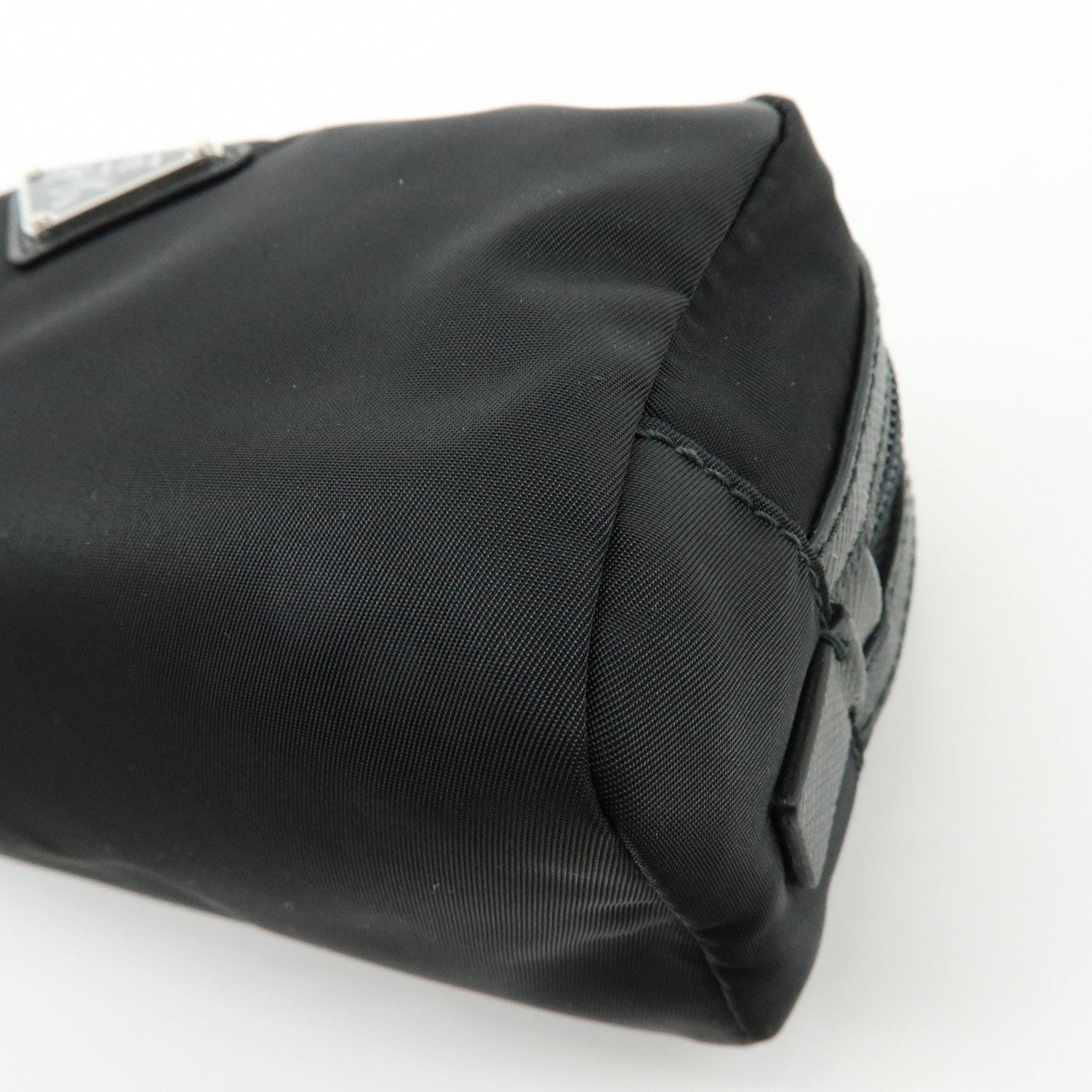 Prada Triangle Logo Nylon Saffiano Leather Pouch Black【Pre-order】