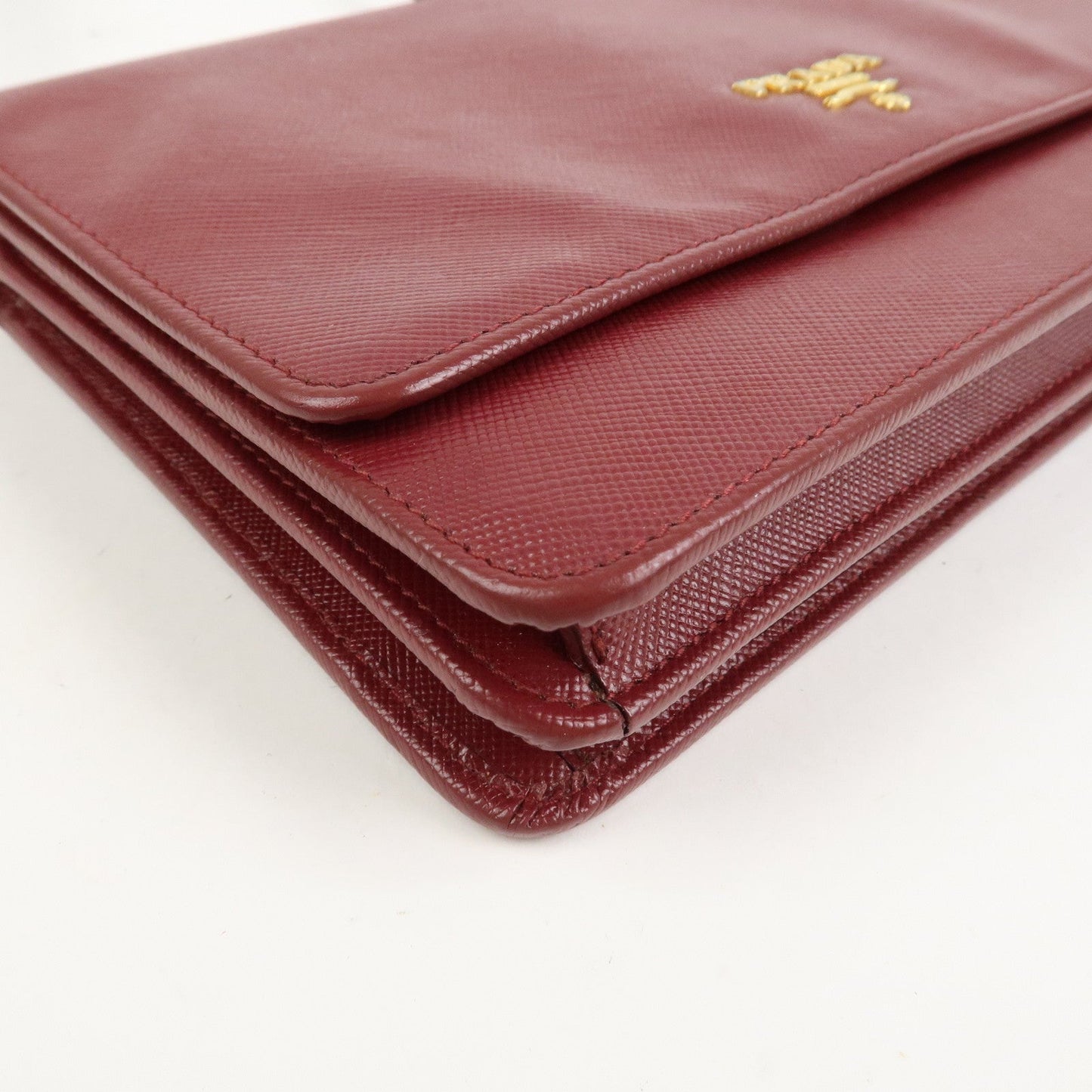 Prada Saffiano Leather Shoulder Wallet Red Gold BT1019【Pre-order】