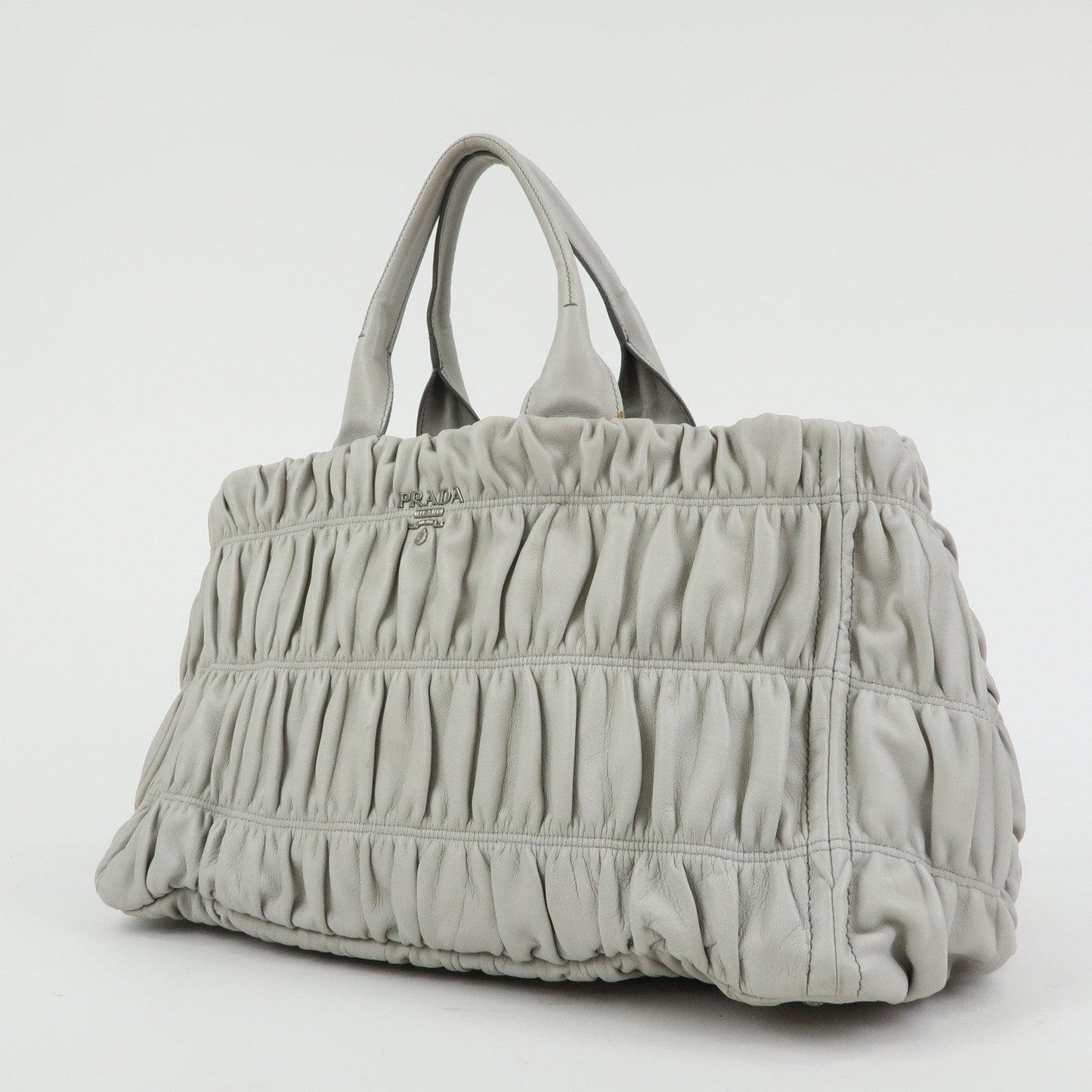 Prada Canapa Nappa Gaufre Leather Gathered Large Tote Hand Bag【Pre-order】