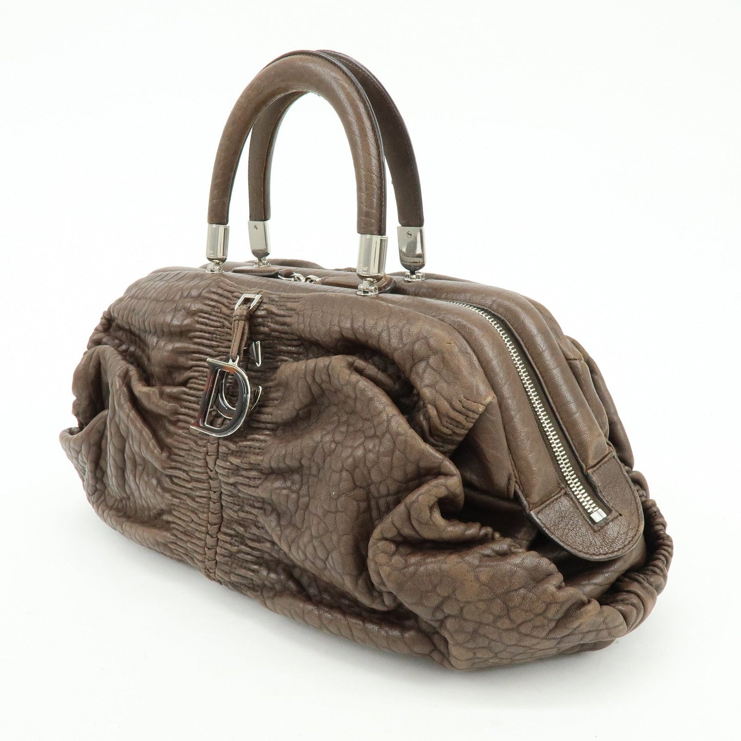 Christian Dior Embossed Gathered Leather Boston Bag Hand Bag【Pre-order】