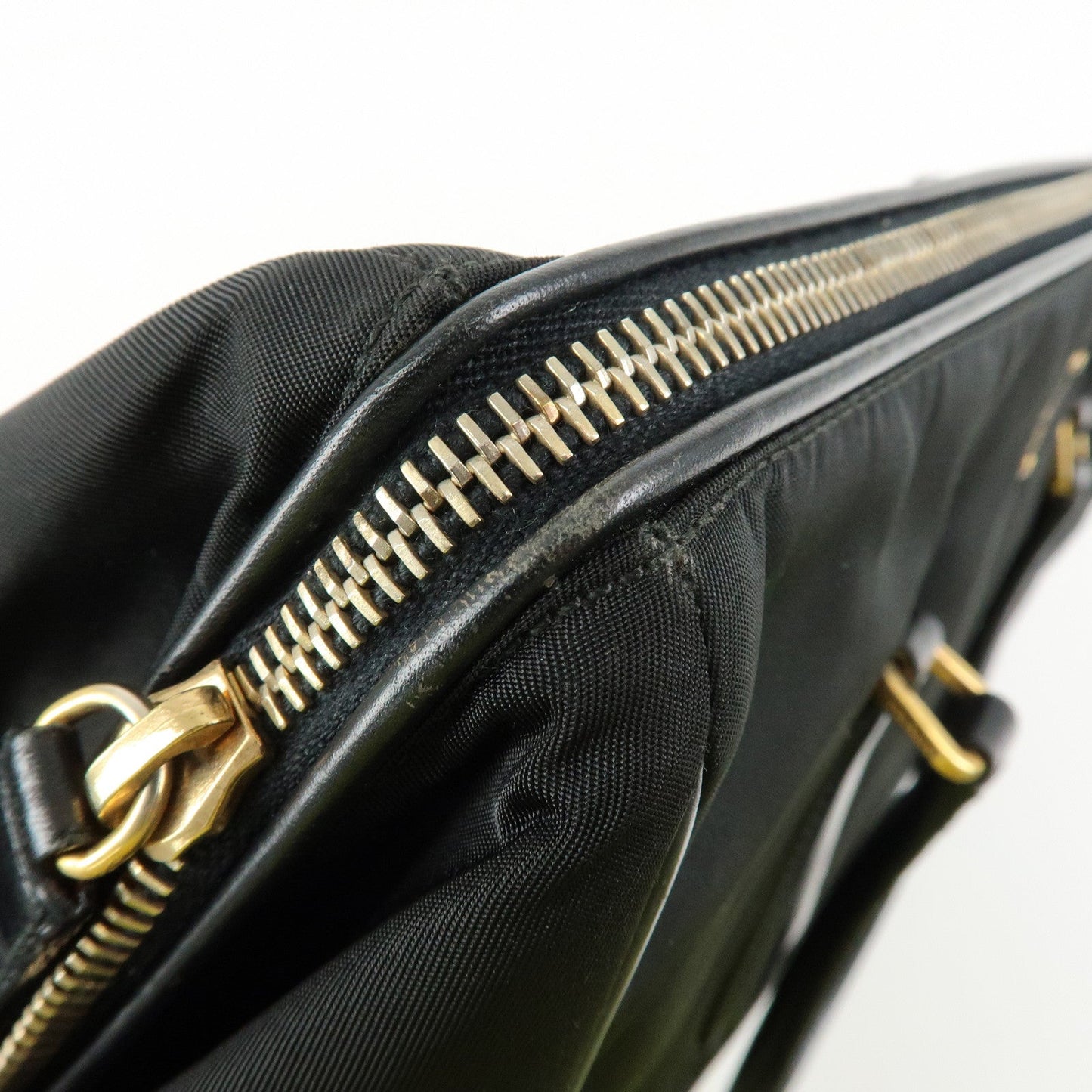 Prada Triangle Logo Nylon Leather Hand Bag Tote Shoulder Bag Black【Pre-order】