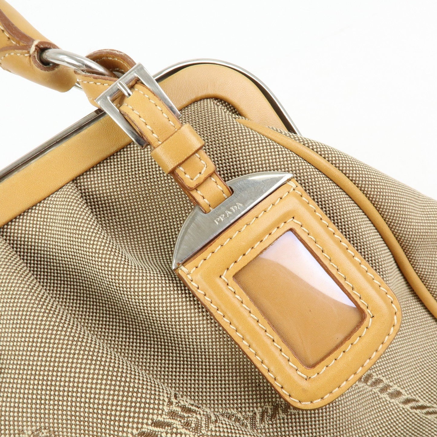 Prada Logo Jacquard Leather Shoulder Bag Light Brown BR3481【Pre-order】