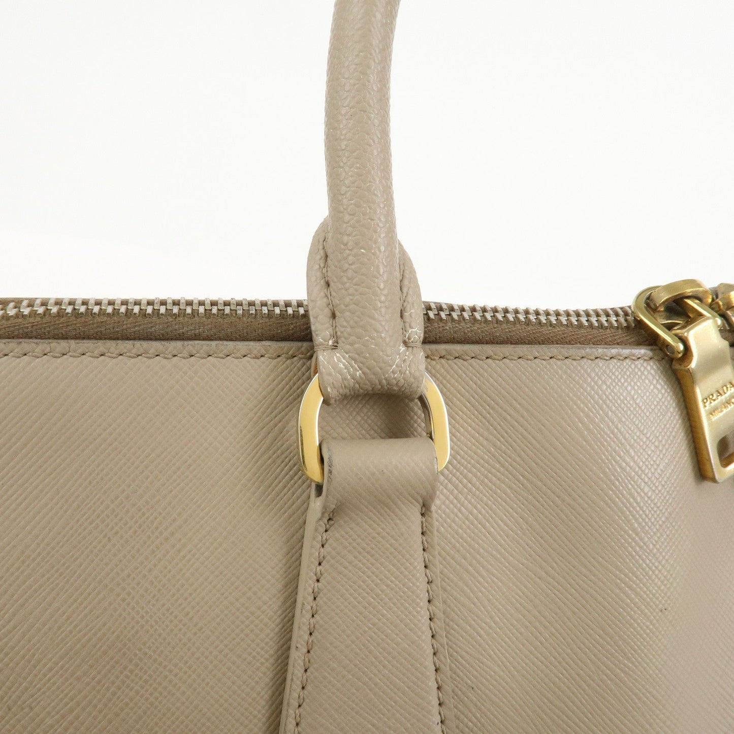 Prada Triangle Logo Saffiano Leather Hand Bag Greige BL0812【Pre-order】