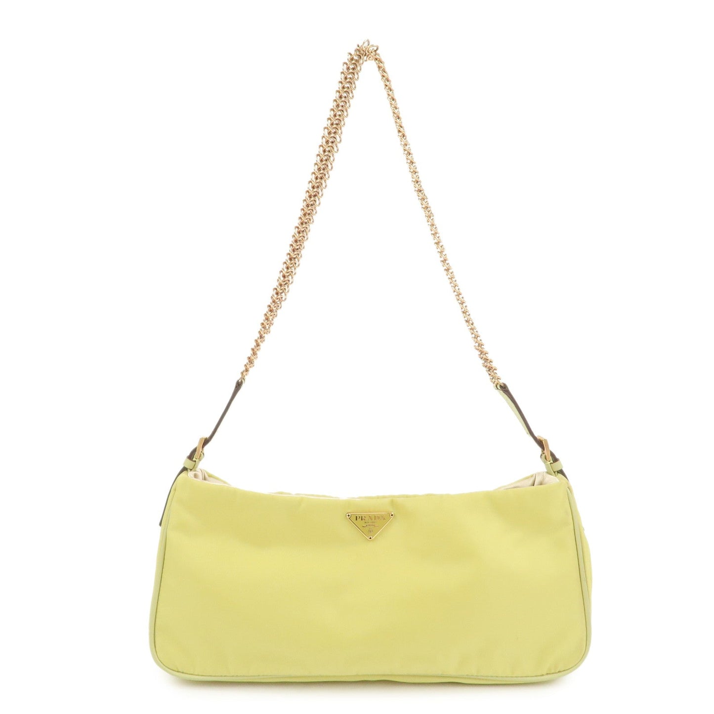 Prada Triangle Logo Nylon Leather Shoulder Bag Yellow BR0107【Pre-order】