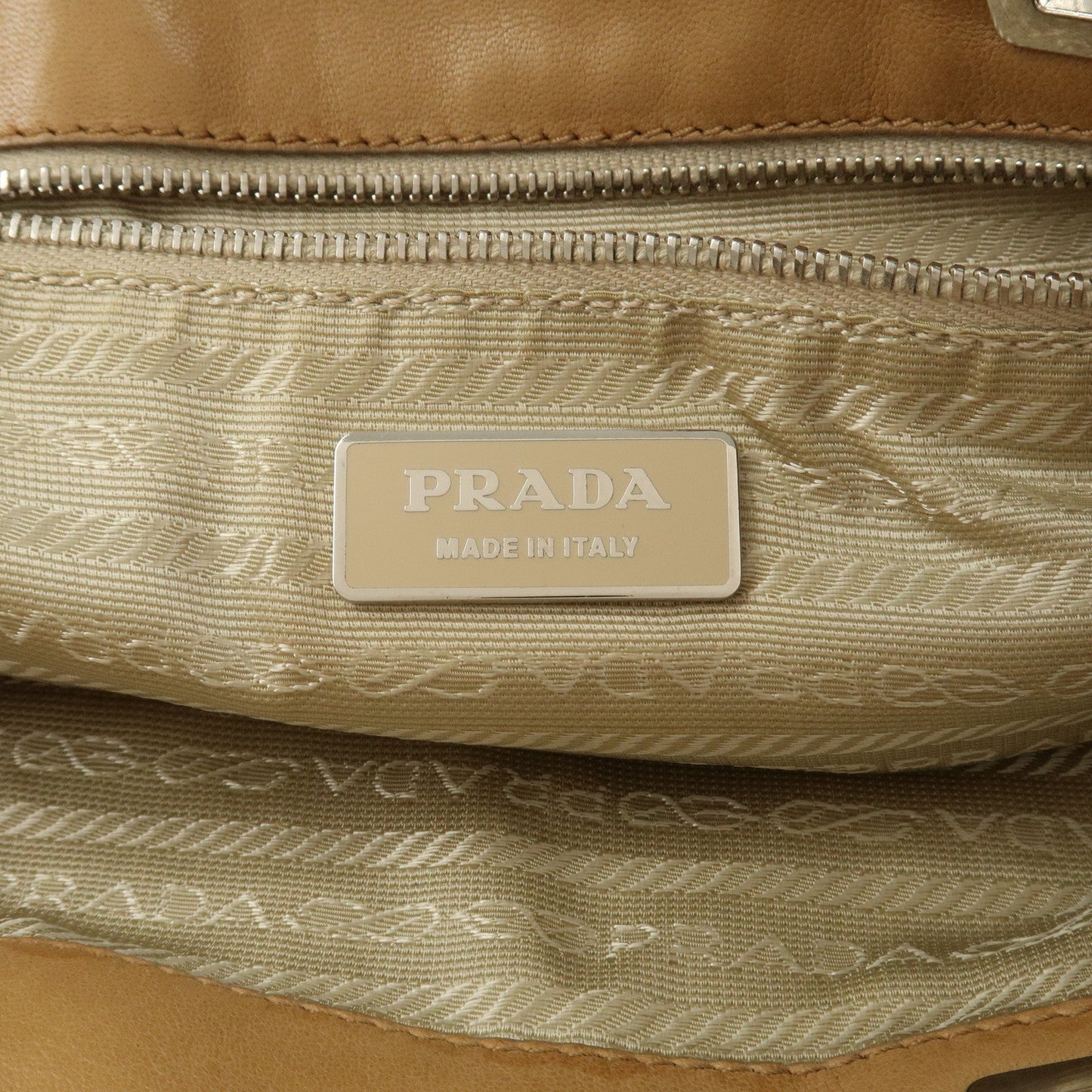 Prada Triangle Logo Lambskin Tote Bag Shoulder Bag Beige BR1566【Pre-order】