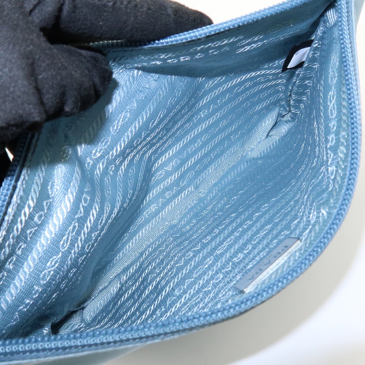 Prada Triangle Logo TESSUTO IMPUNTU Nylon Pouch Light Blue 1NH545【Pre-order】