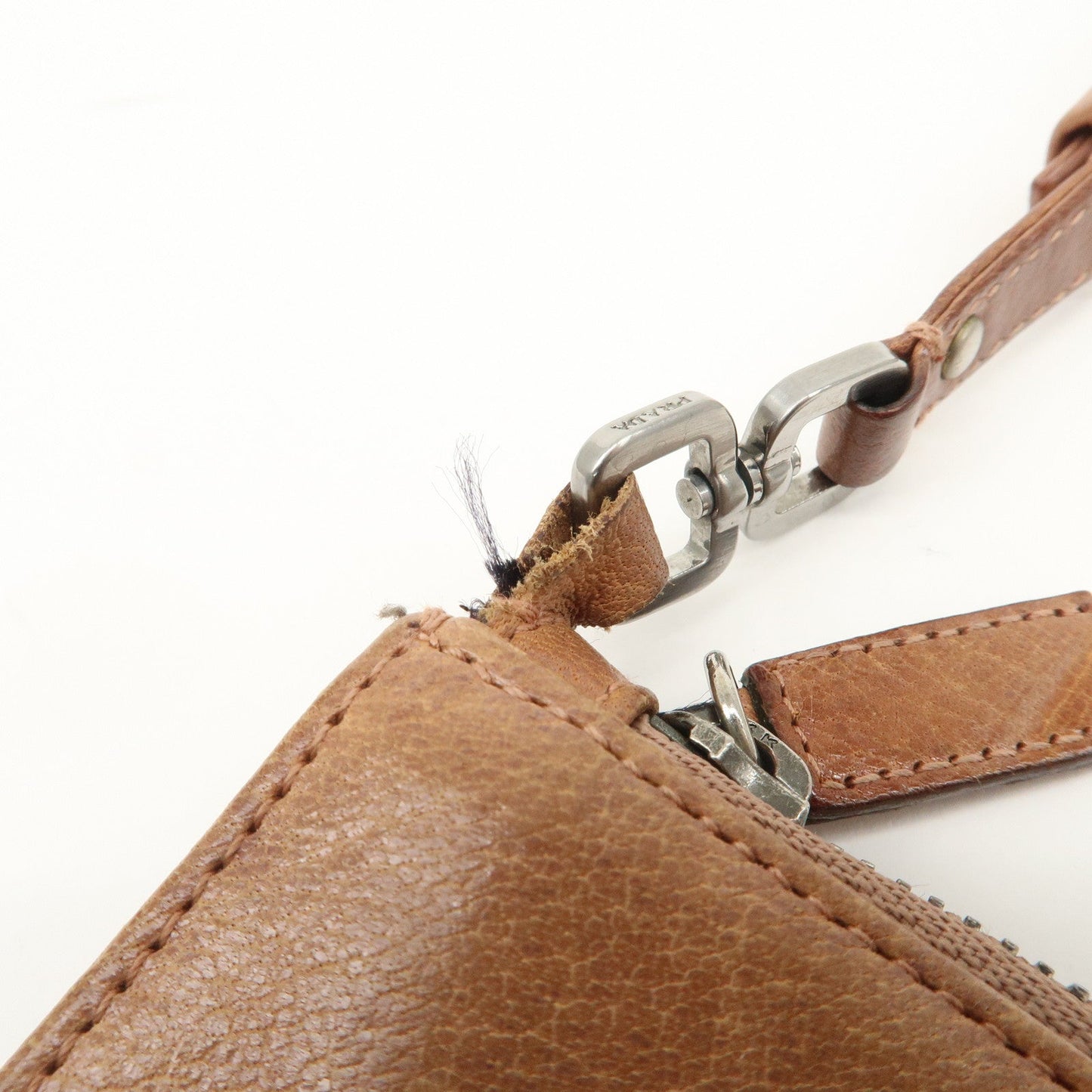 Prada Triangle Logo Leather Shoulder Bag Hand Bag Brown Used【Pre-order】