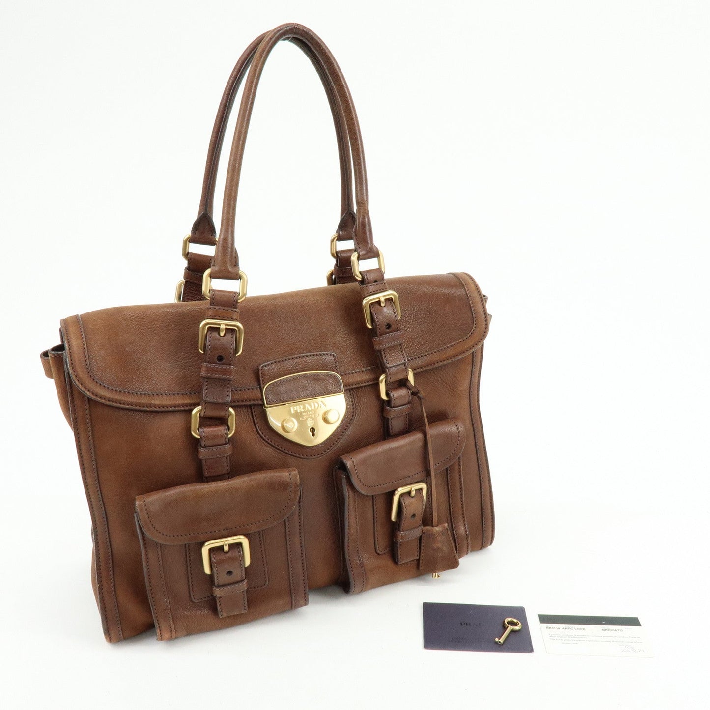Prada Leather Shoulder Bag Hand Bag Brown BR3130【Pre-order】