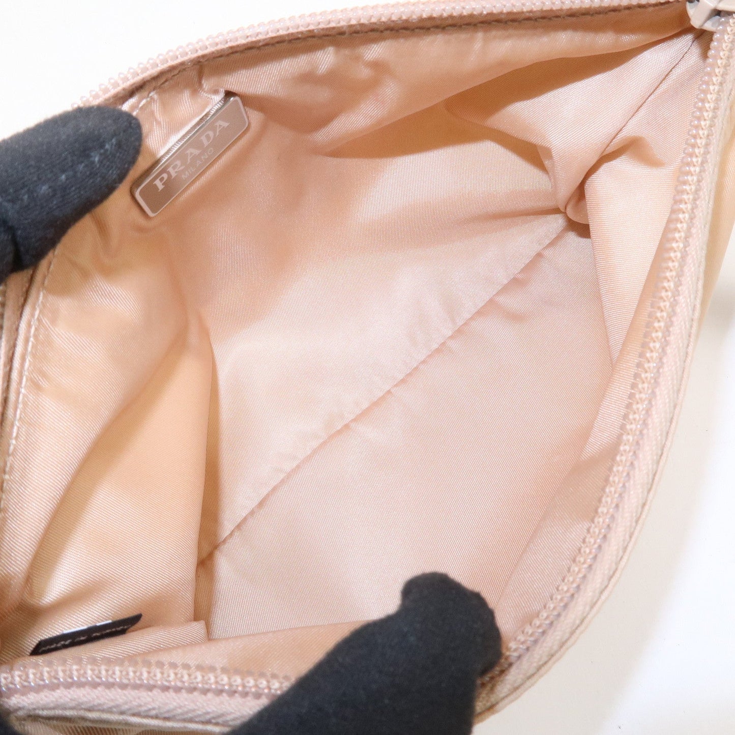 Prada Triangle Logo TESSUTO Hand Bag Pouch Beige 1NH545【Pre-order】