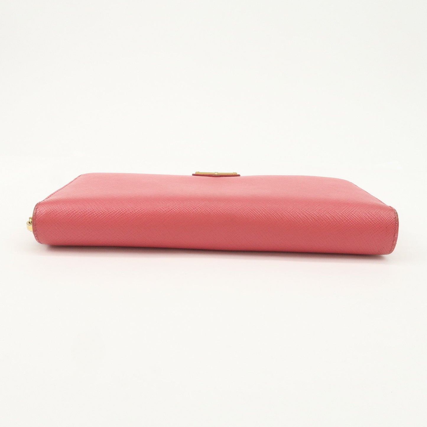 Prada Logo Saffiano Leather Round Zippy Long Wallet Pink 1M0506【Pre-order】