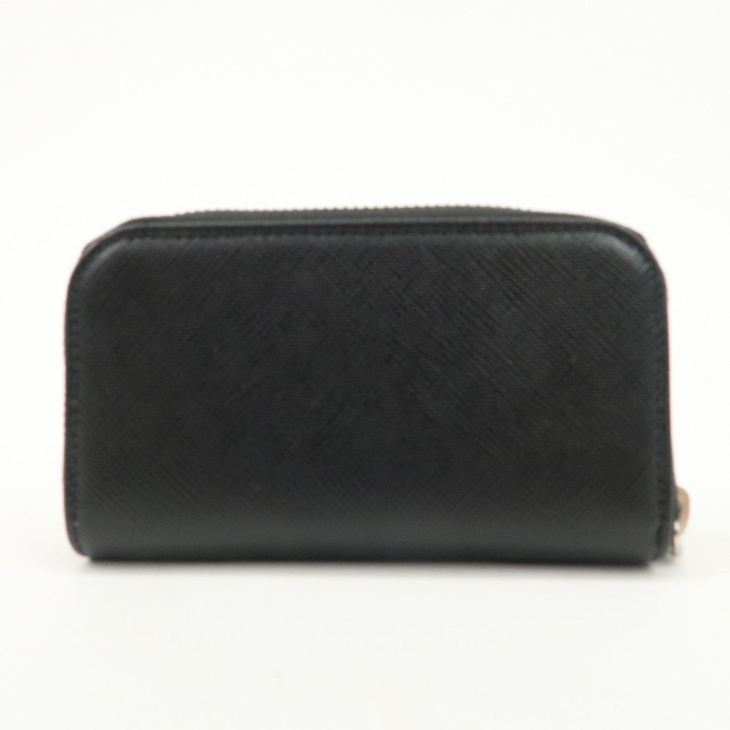 Prada Saffiano Leather Round Zippy Key Case Black 2PG604 Used【Pre-order】