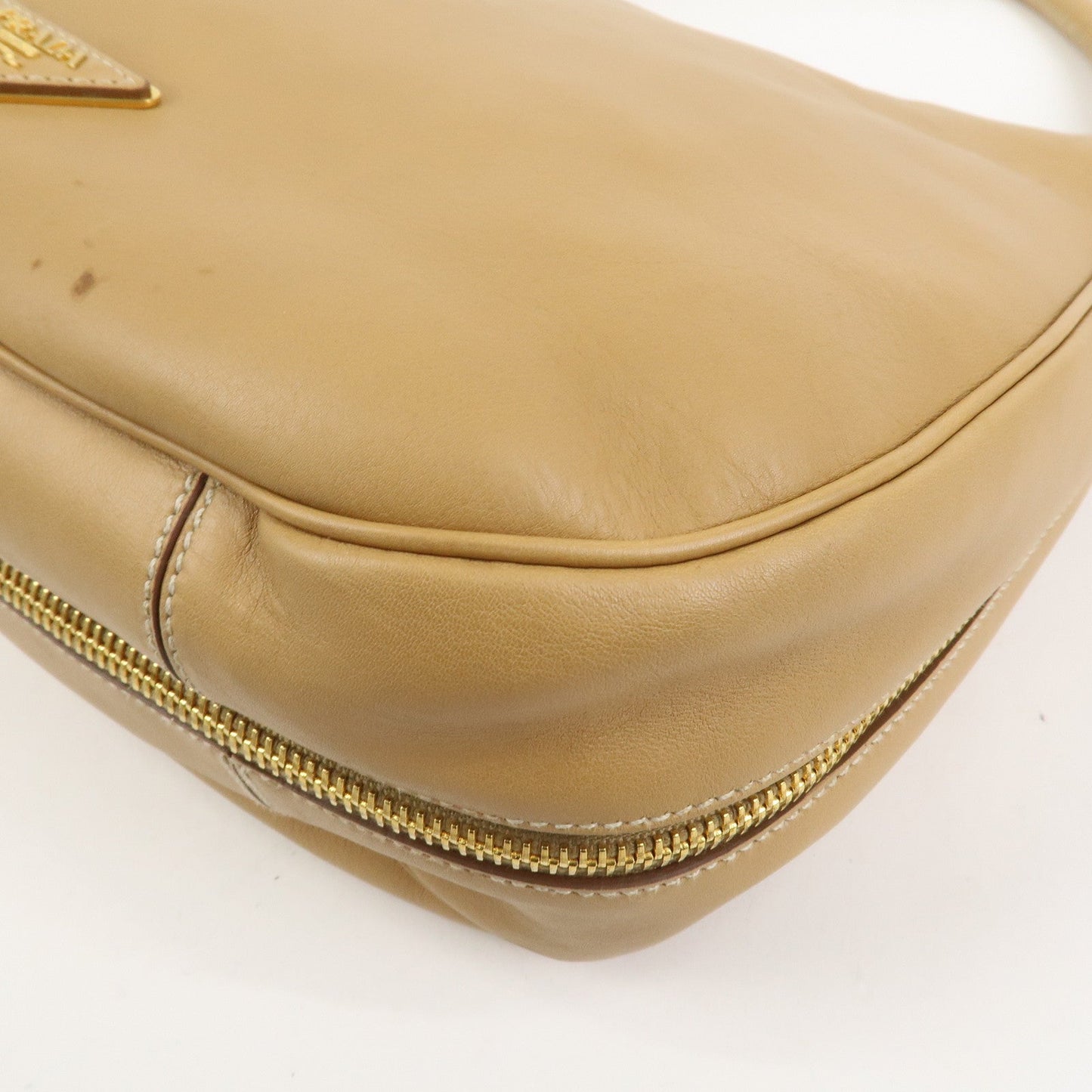 Prada Triangle Logo Leather Shoulder Bag Hand Bag Camel【Pre-order】