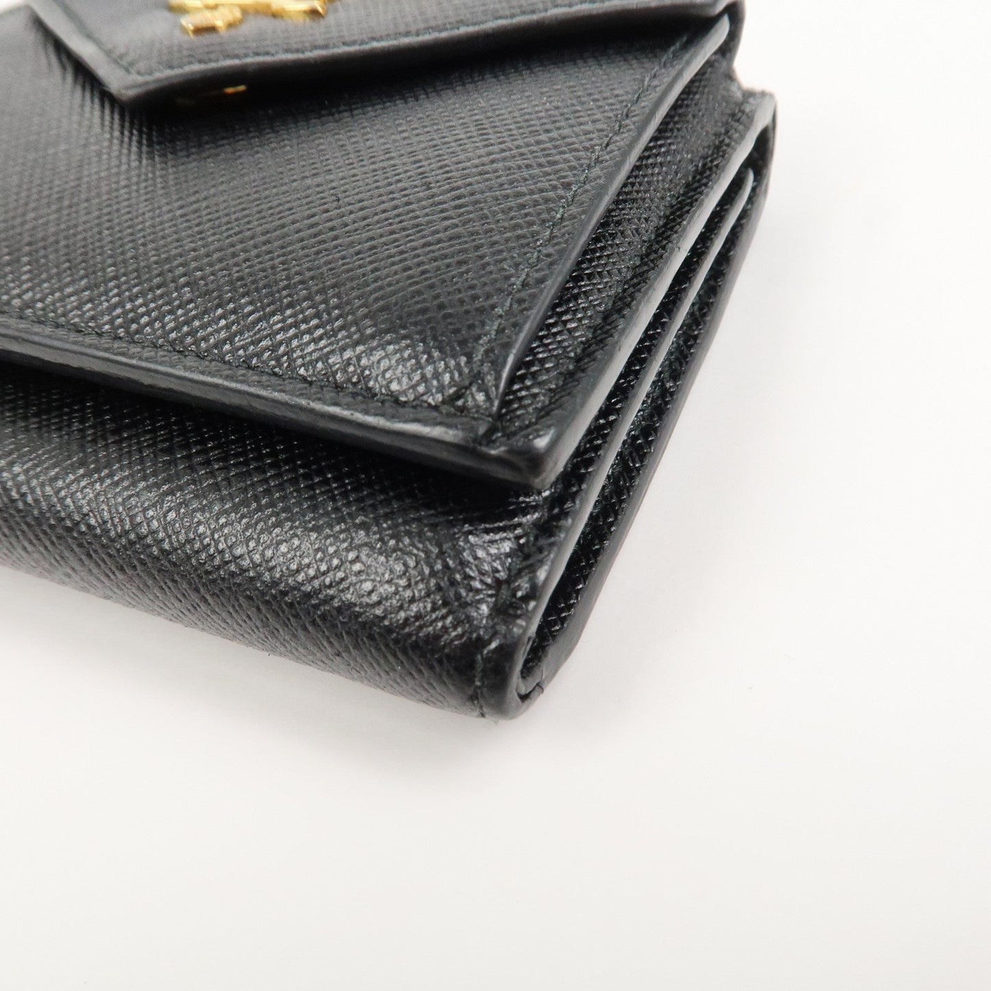 Prada Logo Saffiano Metal Tri-fold Small Wallet Black 1MH021【Pre-order】