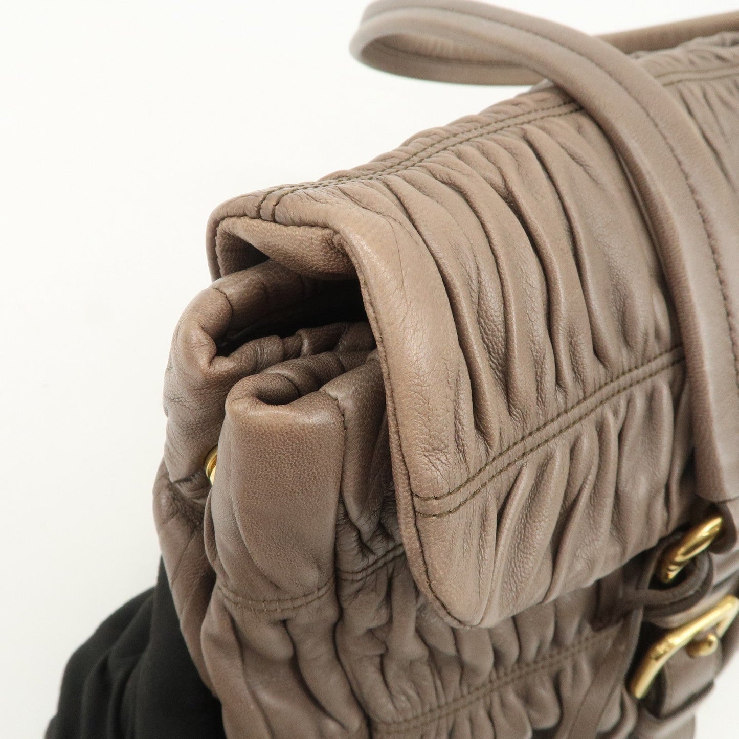 Prada Logo Nappa Gaufre Leather Shoulder Bag Greige BR4443【Pre-order】
