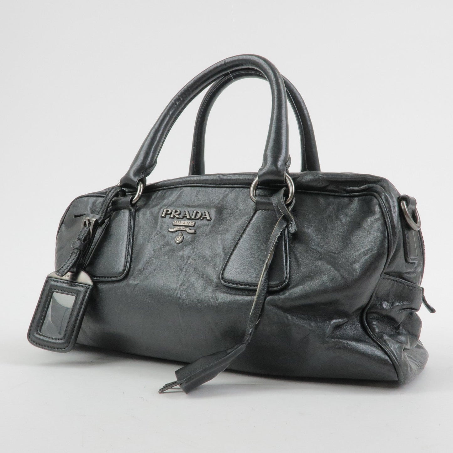 Prada Leather Boston Bag Hand Bag Black BL0758【Pre-order】