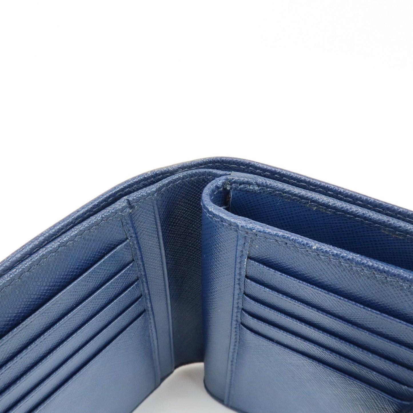 Prada Saffiano Leather Compact Wallet Navy Gold 1ML225【Pre-order】