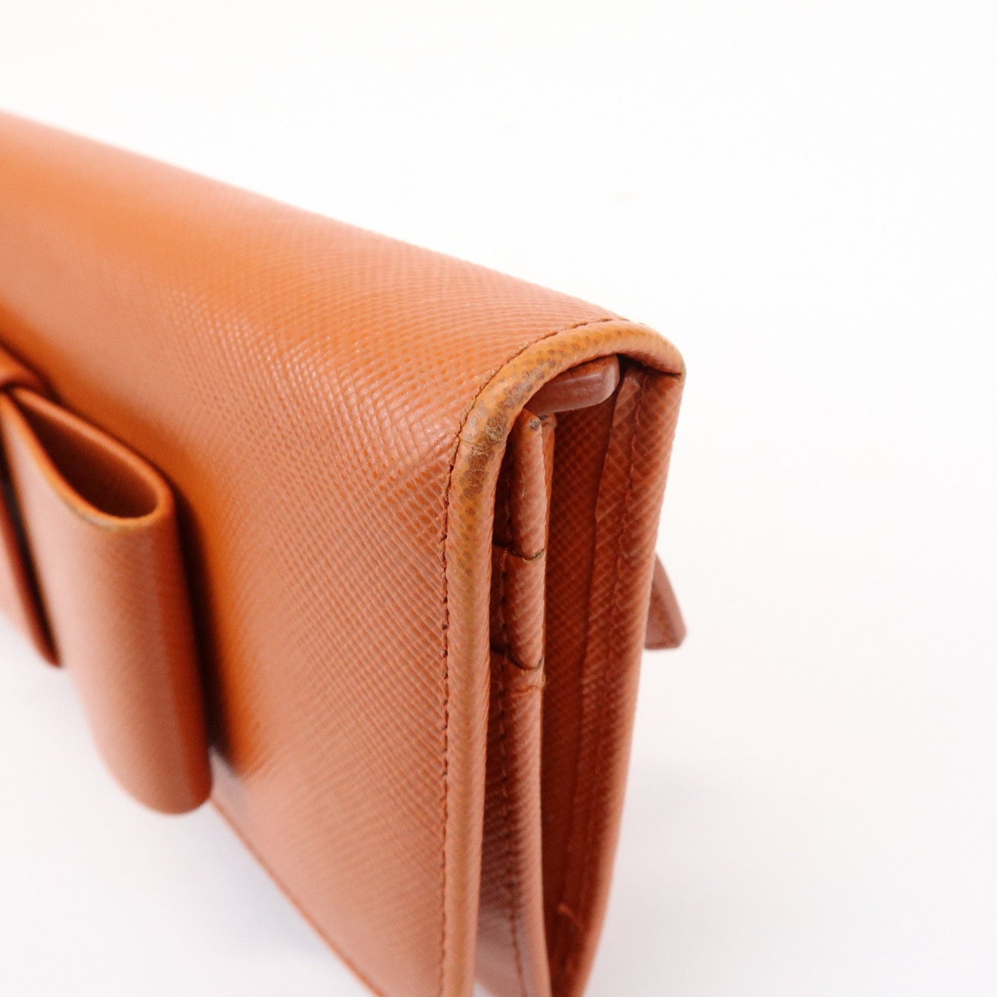 Prada Saffiano Leather Ribbon Flap Long Wallet Orange 1M1132【Pre-order】