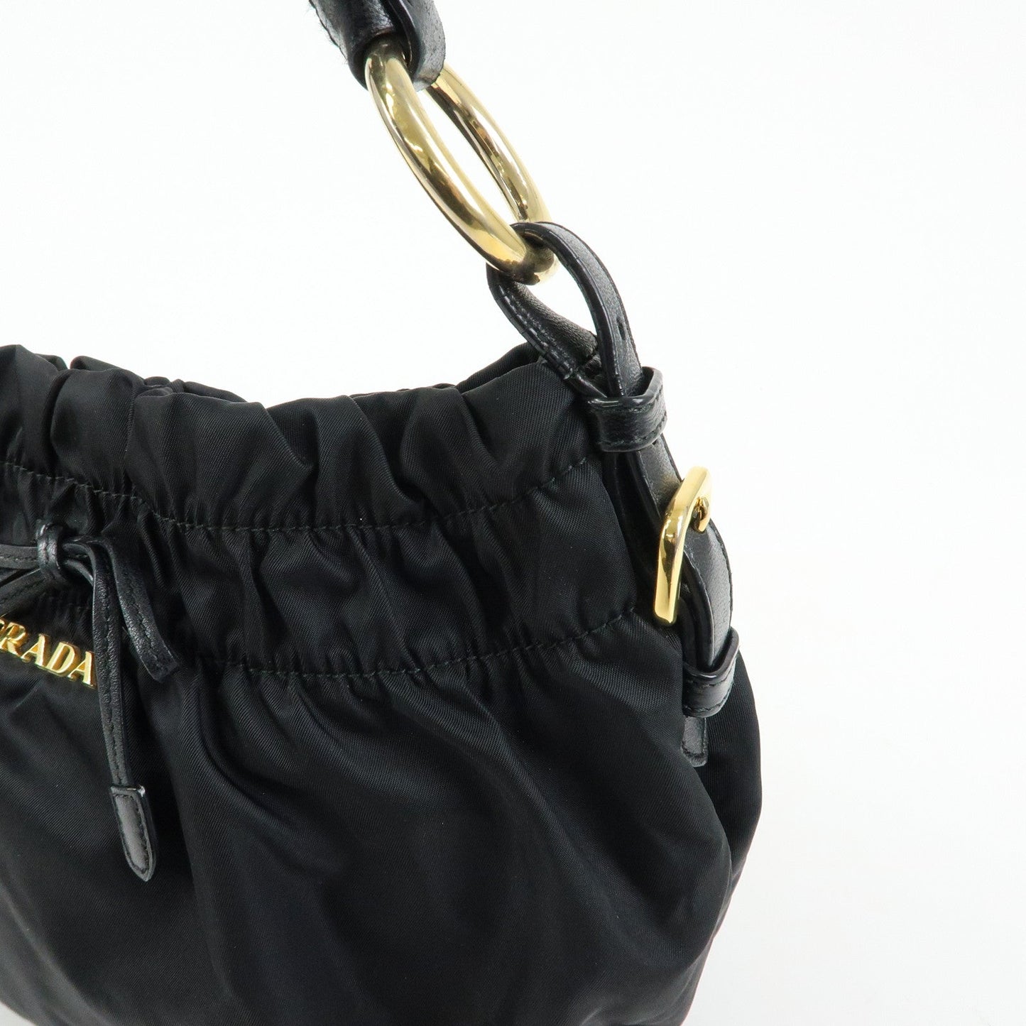 Prada Ribbon Nylon Leather Shoulder Bag Hand Bag Black BR4237【Pre-order】