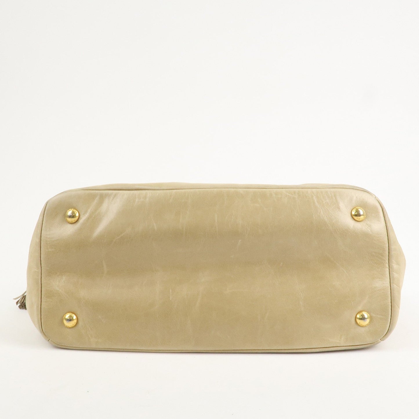 Prada Triangle Logo VITELLOSHINE Leather 2Way Bag Beige BN1921【Pre-order】