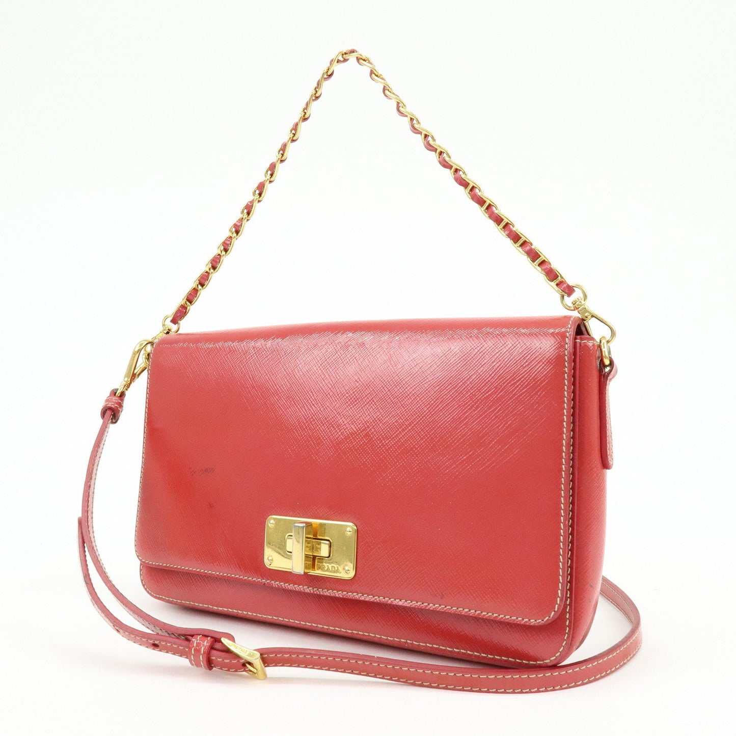 Prada Patent Leather 2Way Shoulder Chain Bag Hand Bag Pink【Pre-order】