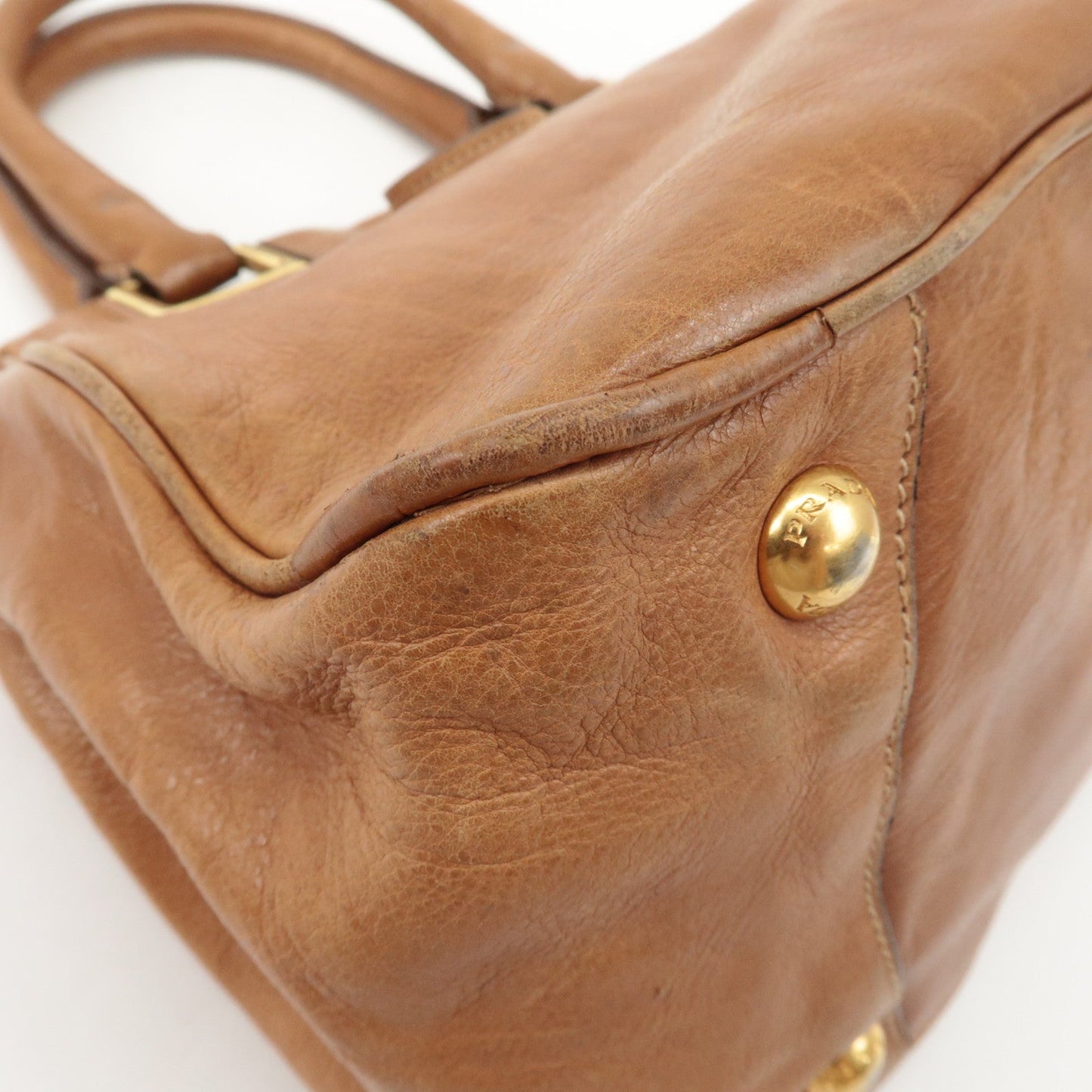 Prada Logo Leather Ribbon 2Way Bag Hand Bag Brown BN2245 Used【Pre-order】