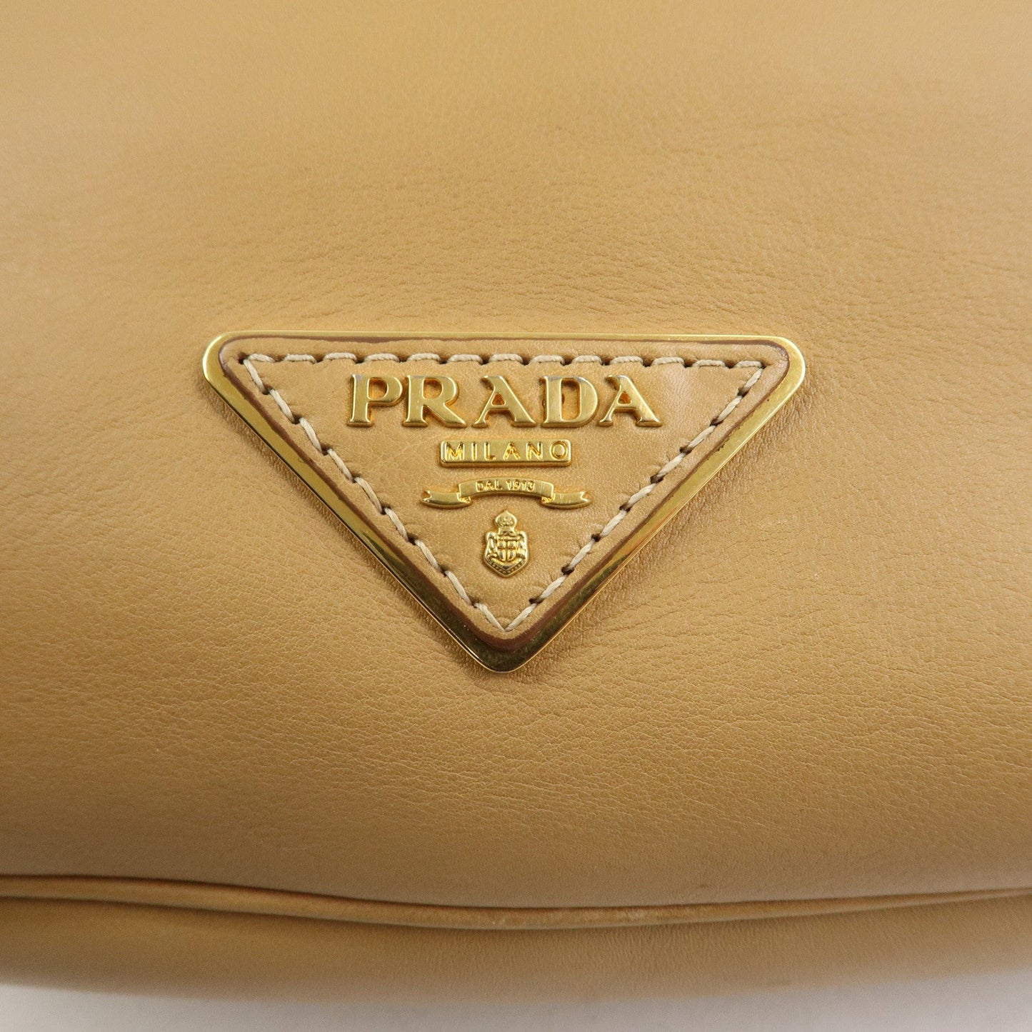 Prada Triangle Logo Leather Shoulder Bag Hand Bag Camel【Pre-order】