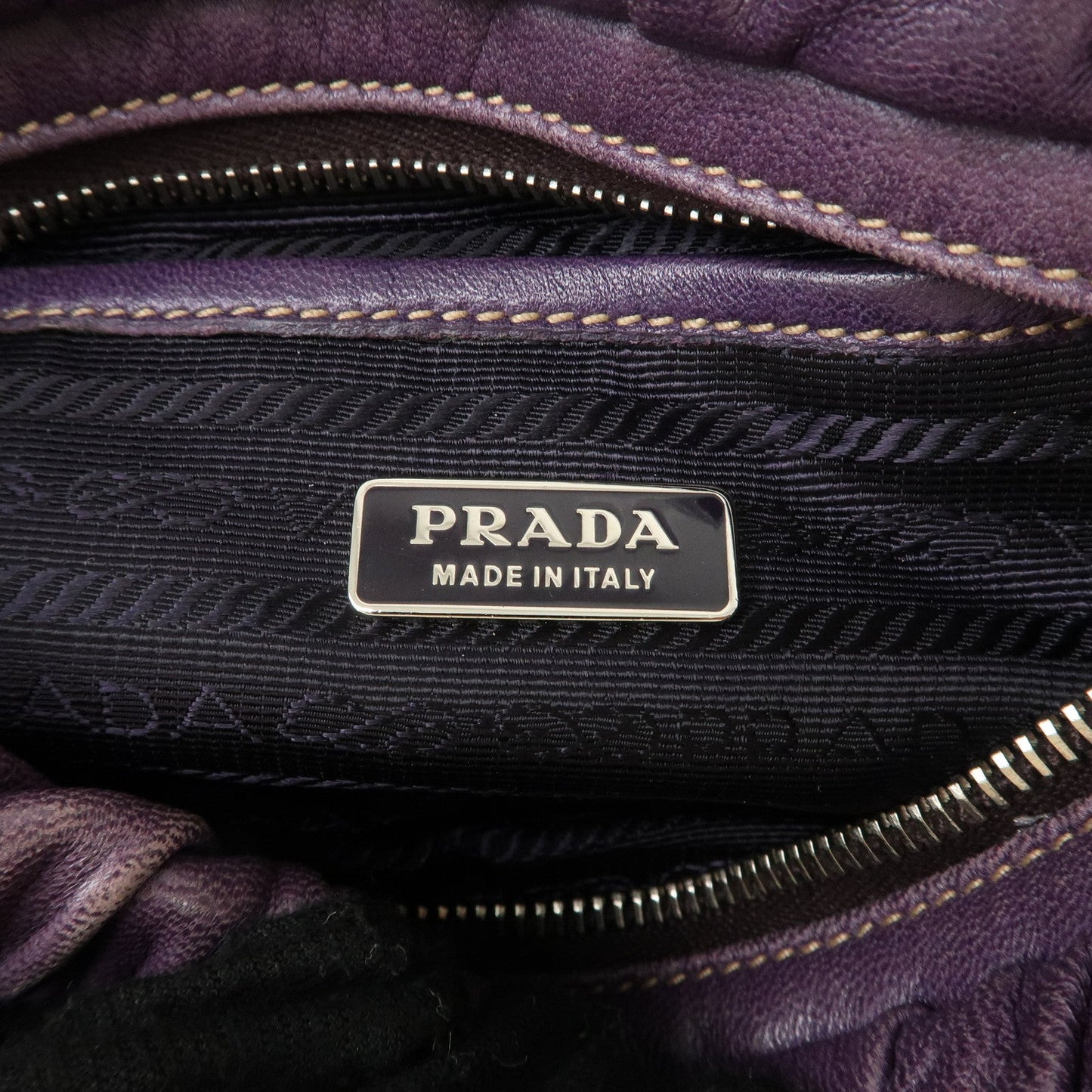 Prada Ribbon Leather Shoulder Bag Hand Bag Purple Used【Pre-order】
