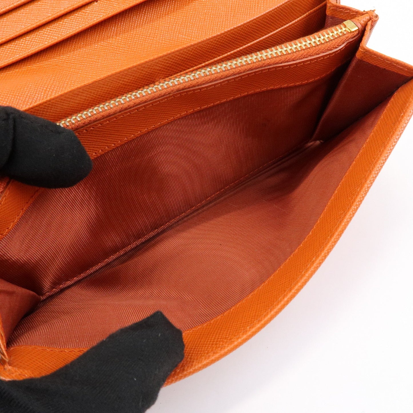 Prada Saffiano Leather Ribbon Flap Long Wallet Orange 1M1132【Pre-order】