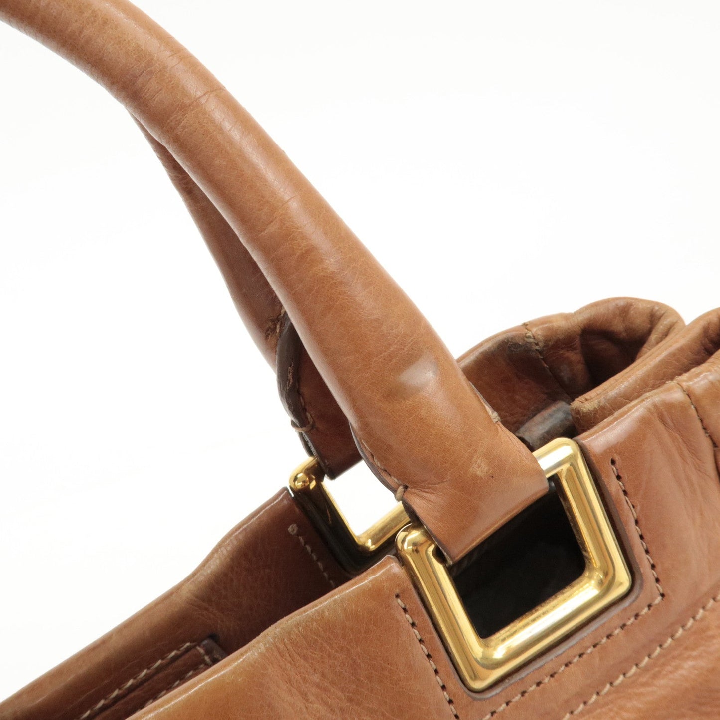 Prada Logo Leather Ribbon 2Way Bag Hand Bag Brown BN2245 Used【Pre-order】