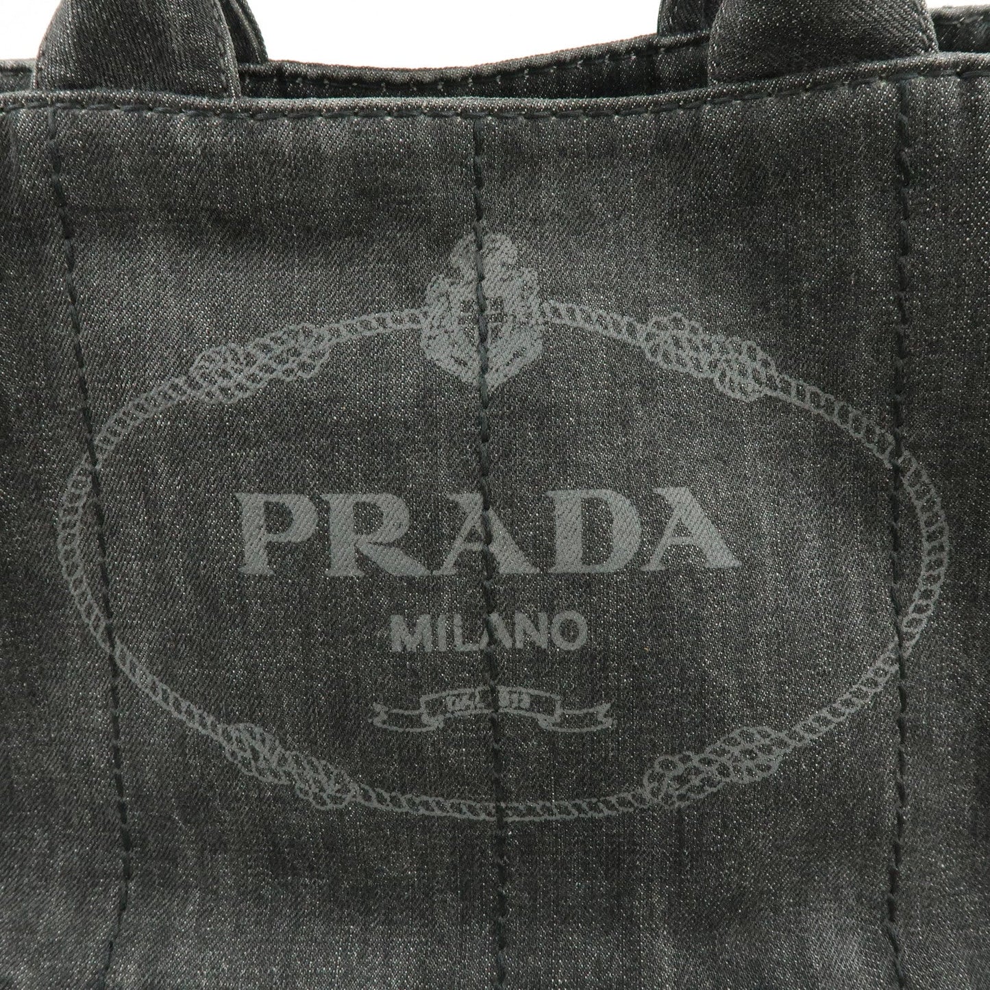 Prada Canapa Denim Tote Bag Hand Bag Black 1BG642【Pre-order】
