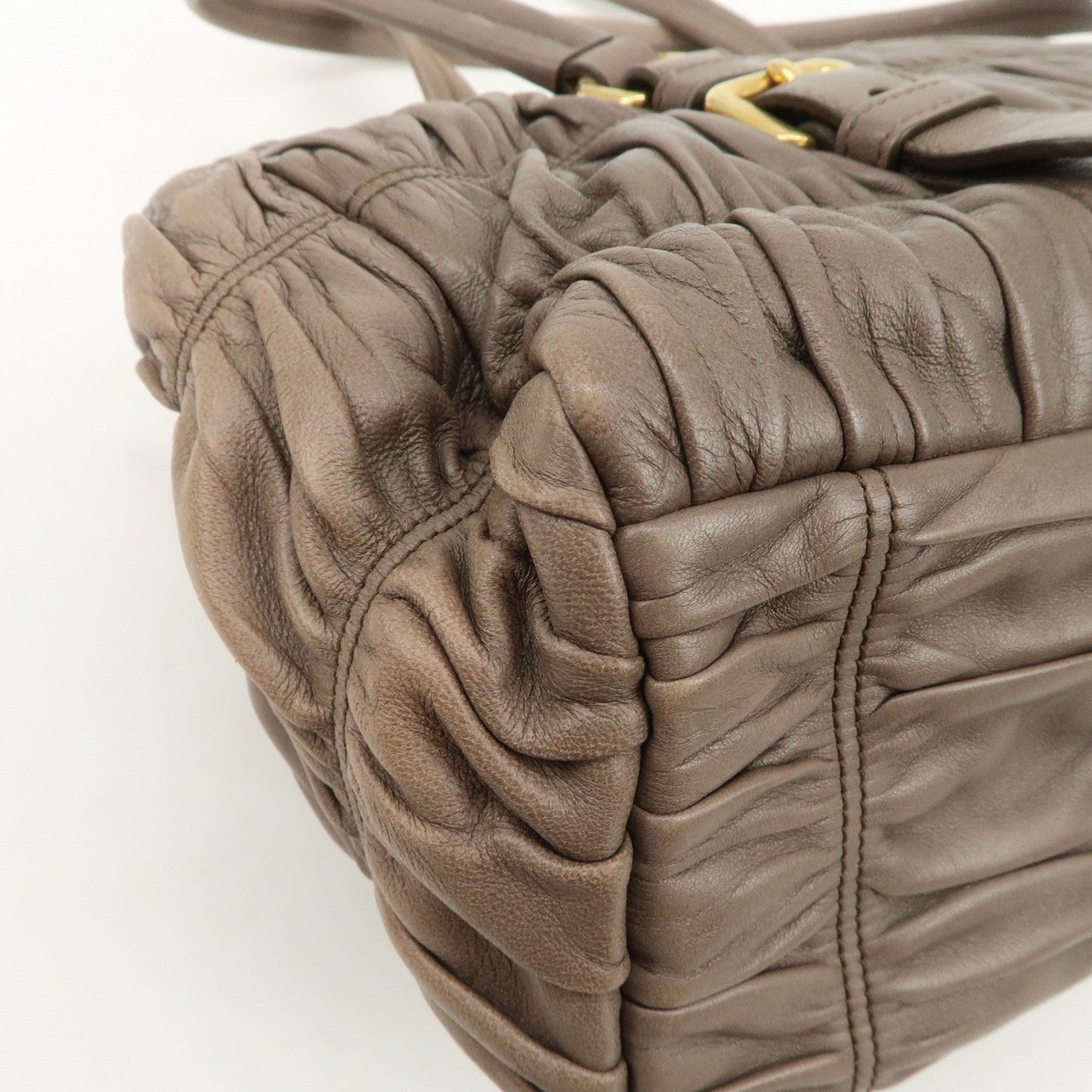 Prada Logo Nappa Gaufre Leather Shoulder Bag Greige BR4443【Pre-order】